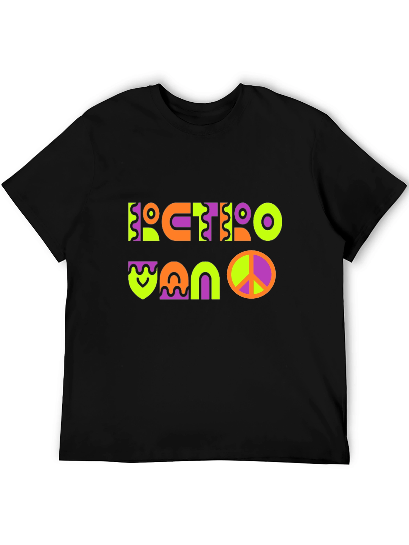 Black Retro Vano T-Shirt - Funky Graphic Tee view 5