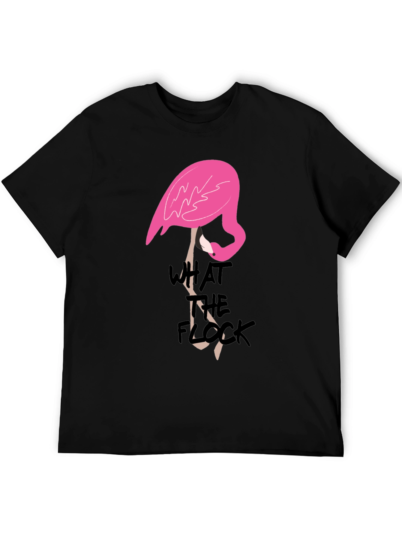 Black What the Flock T-Shirt - Quirky Flamingo Tee view 5