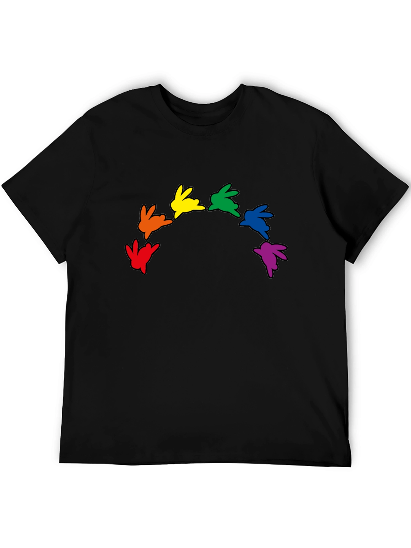 Black Rainbow Bunny Graphic Black T-Shirt view 5