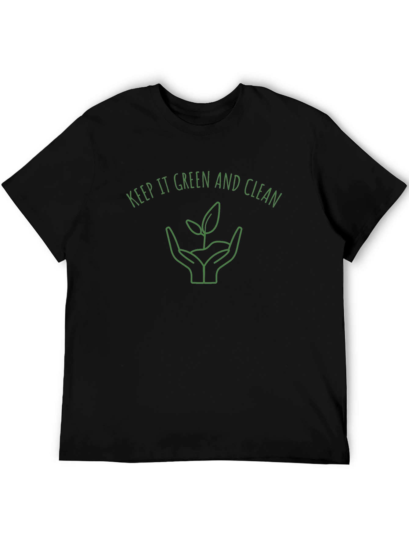 Black Eco-Friendly Keep It Green and Clean T-Shirt view 5