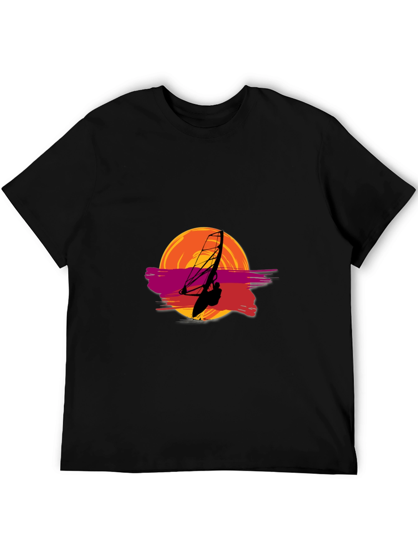 Black Sunset Windsurfer Graphic Tee view 5