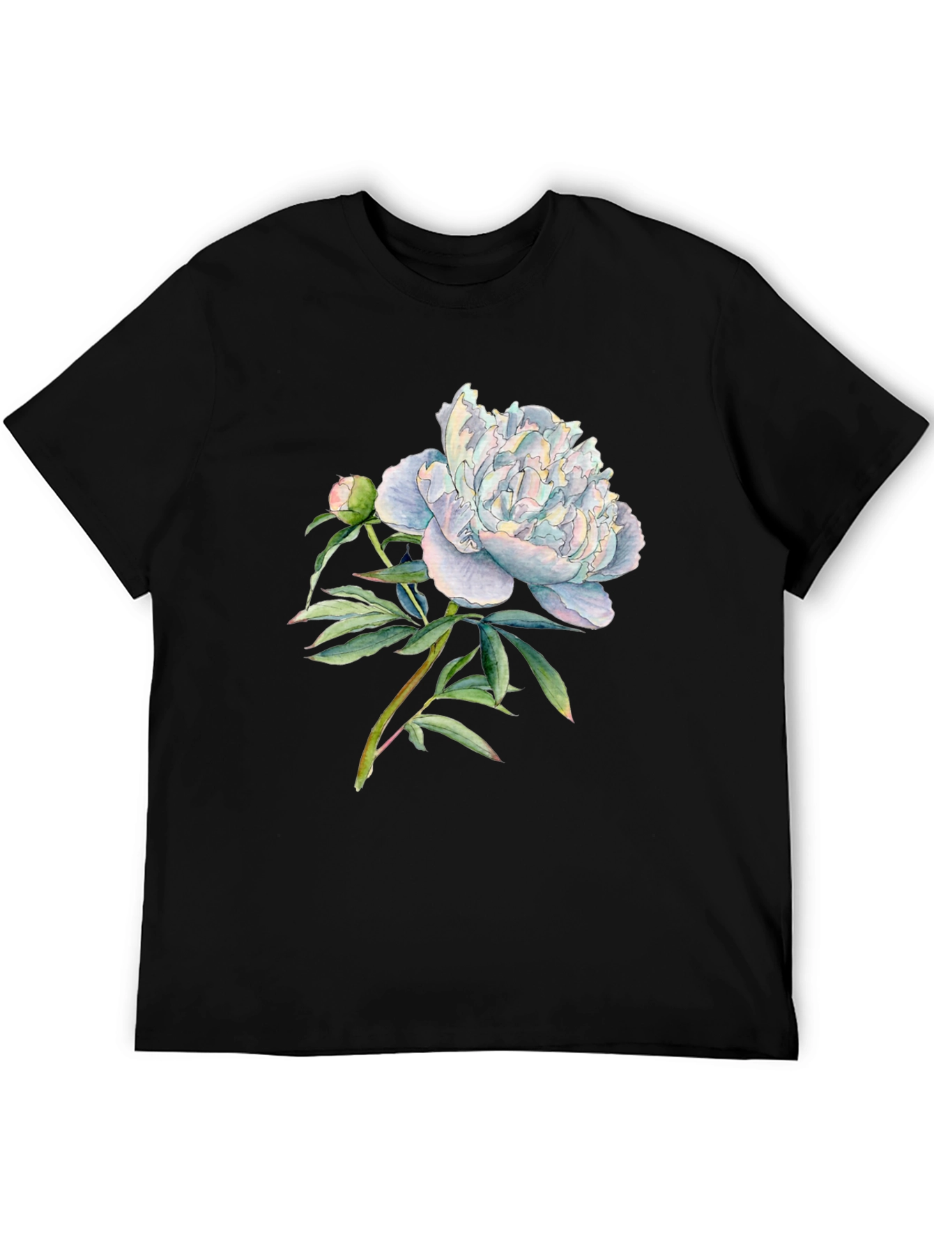 Black Floral Peony Graphic Black T-Shirt view 5