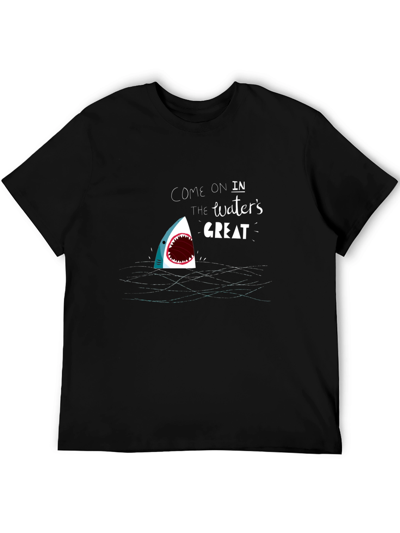 Black Shark Attack T-Shirt: Come On In, The Water's Great! view 5
