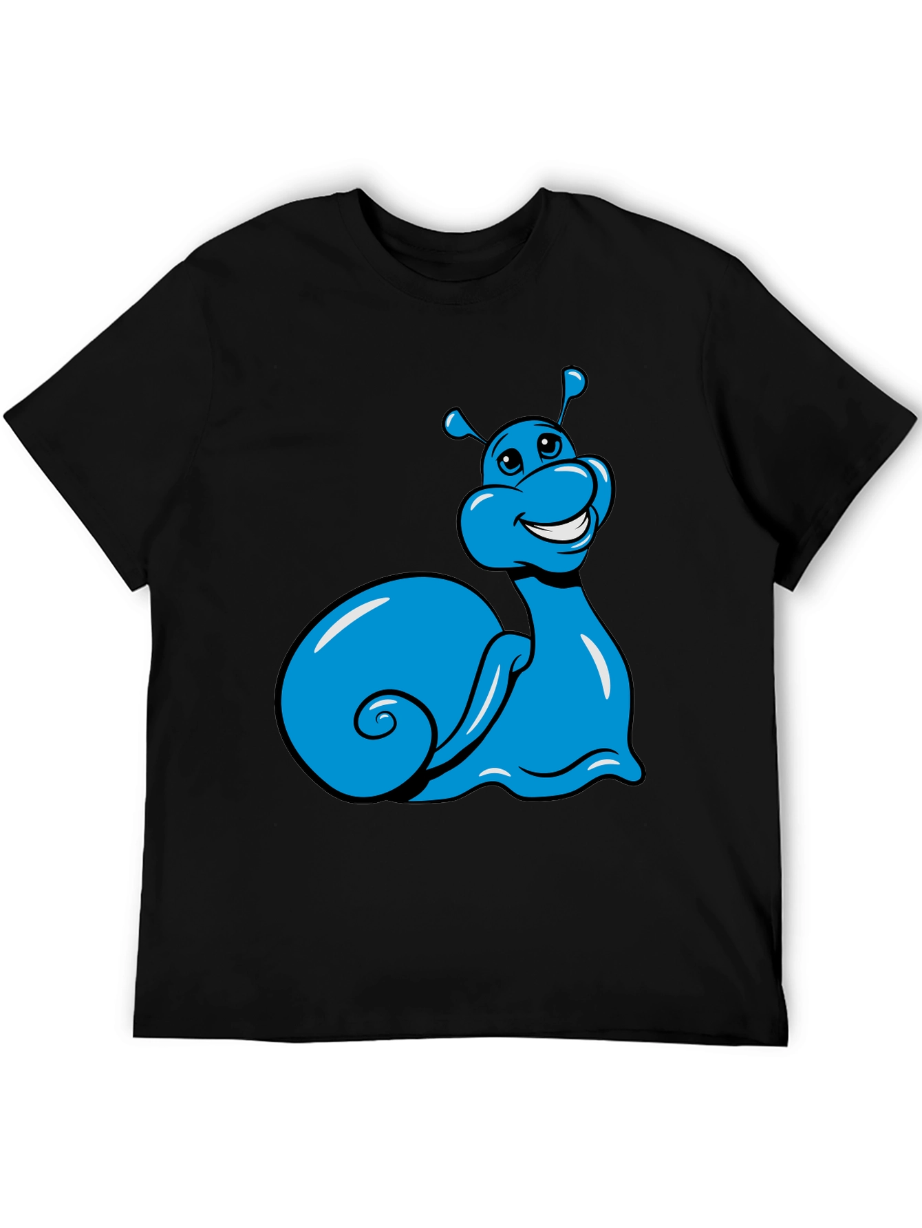 Black Blue Snail Graphic Tee - Black Casual T-Shirt view 5