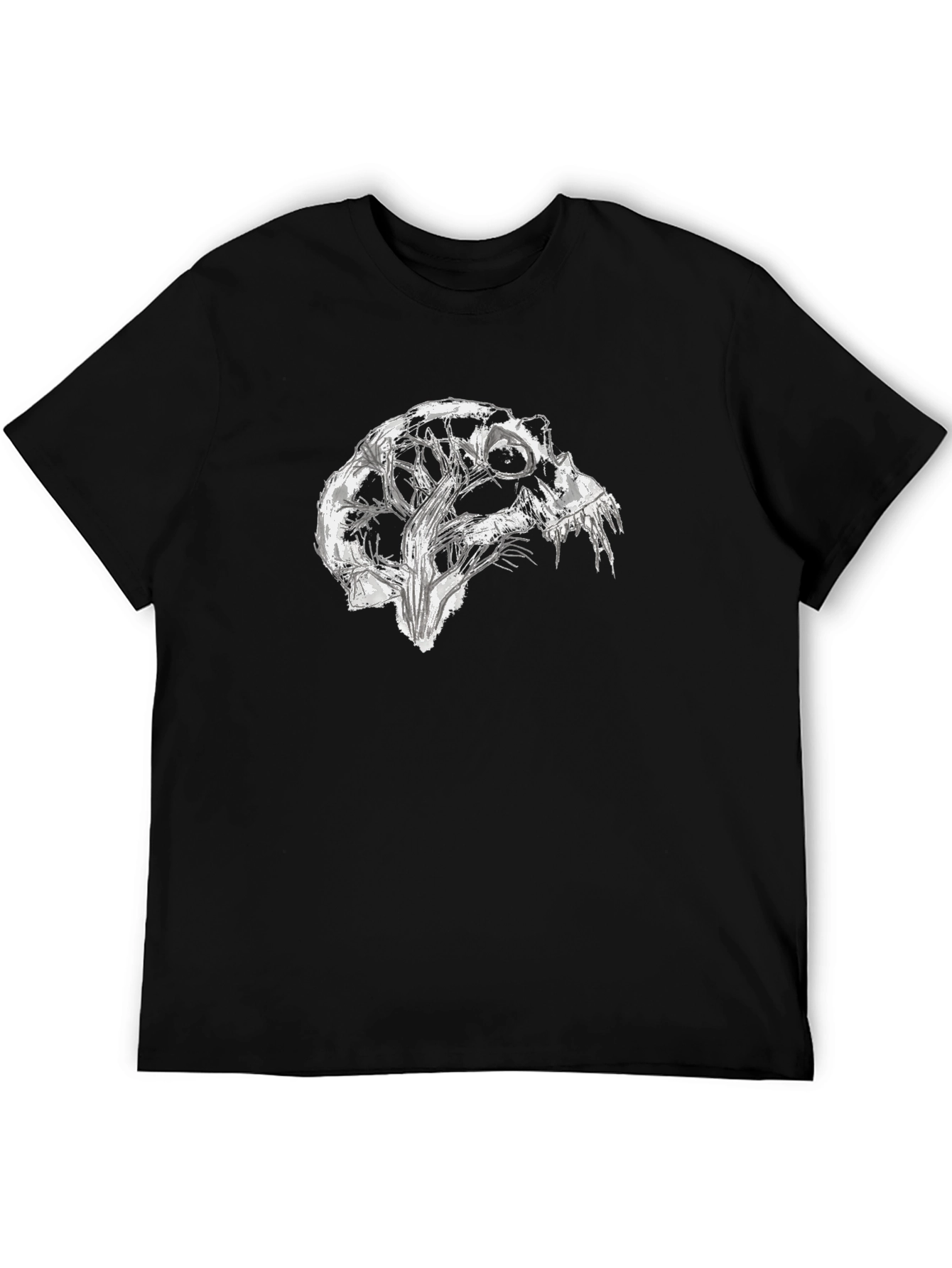 Black Abstract Skull Graphic Black T-Shirt view 5