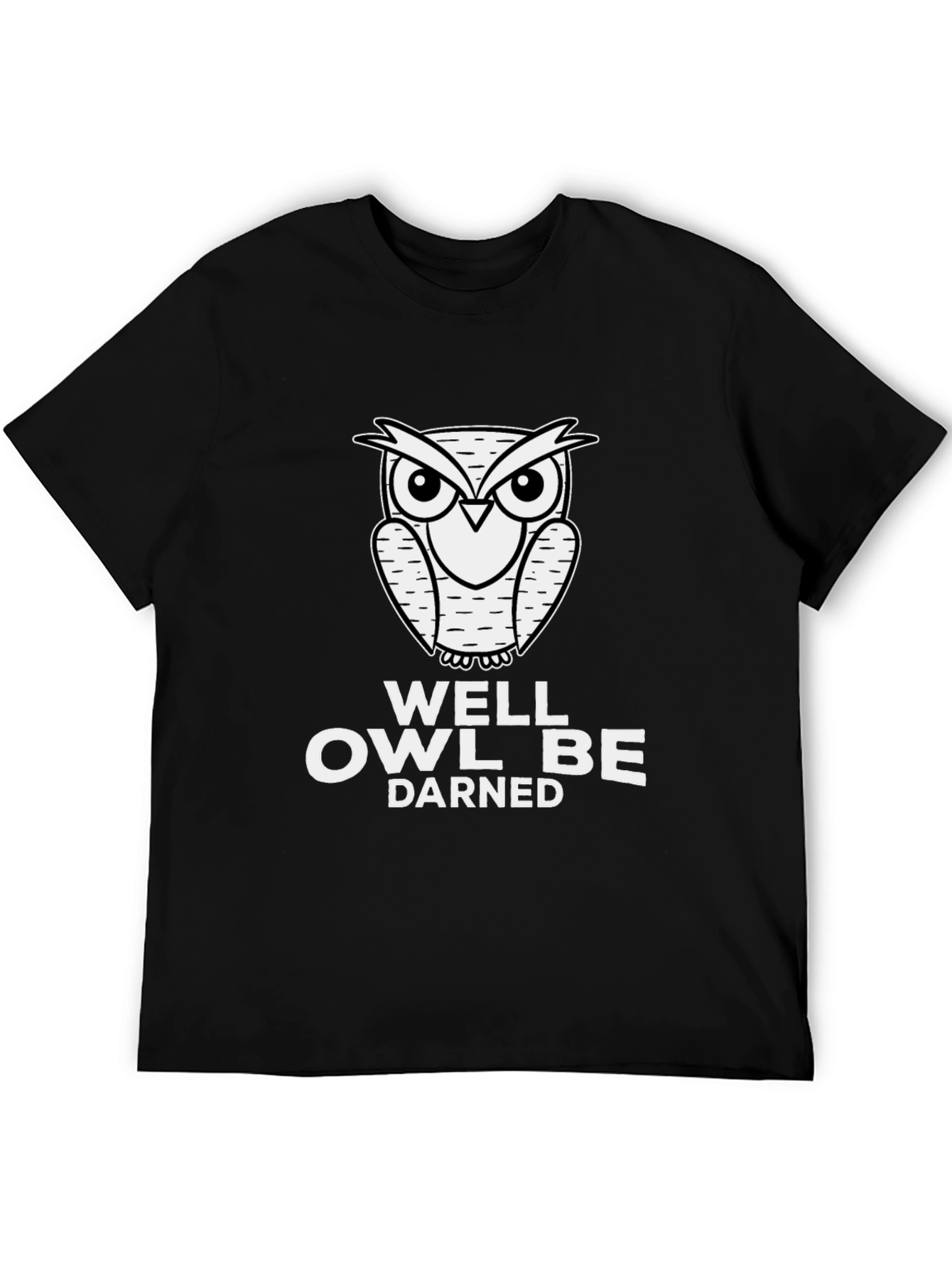 Black Well Owl Be Darned Men's Black Graphic T-Shirt view 5