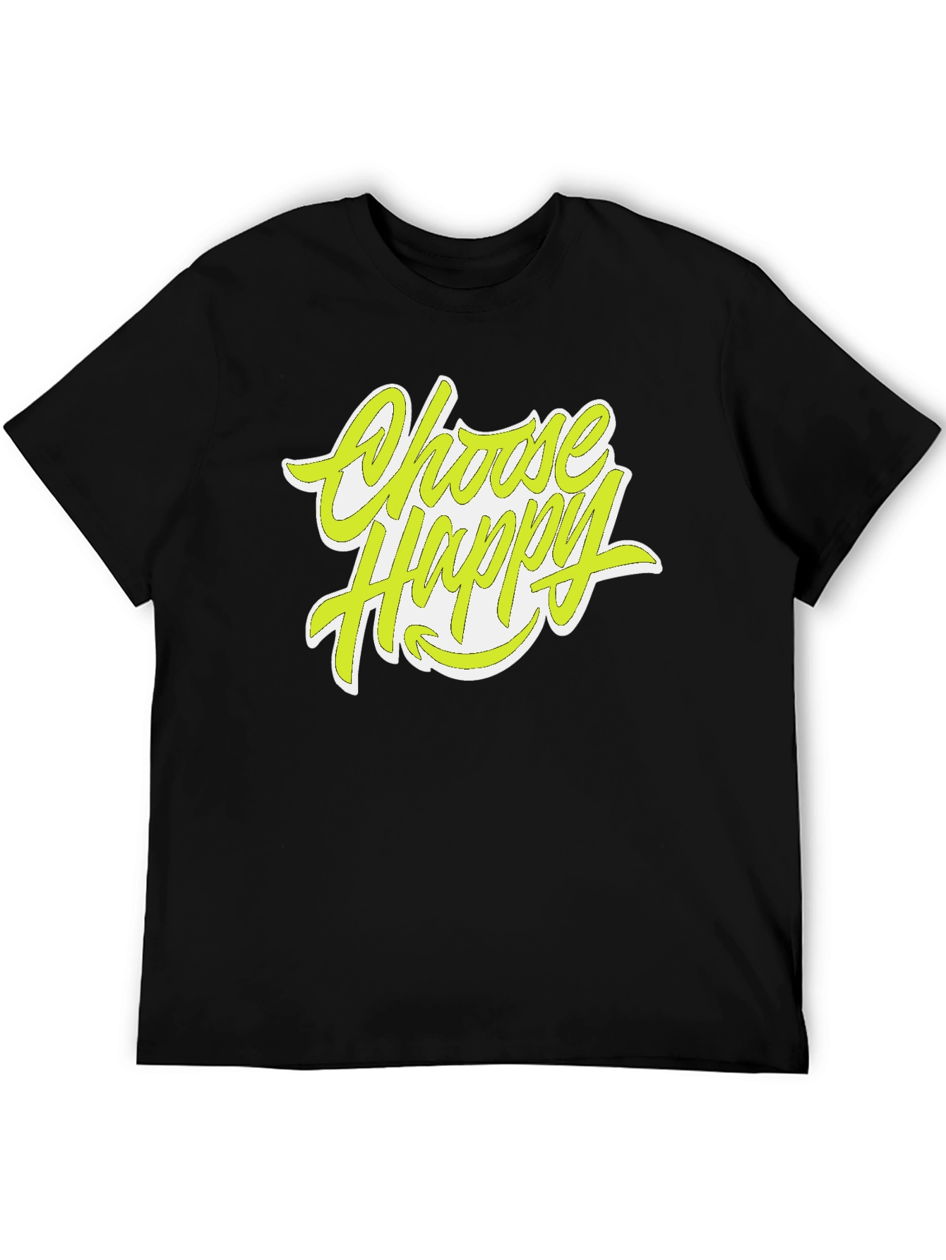 Black Choose Happy Graphic Tee - Stylish Positive Vibes Shirt view 5