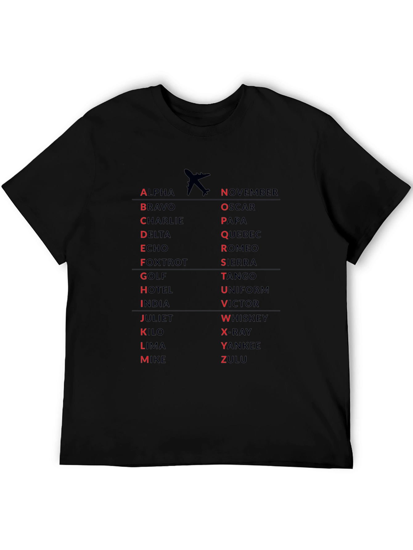 Black Aviation Alphabet T-Shirt view 5