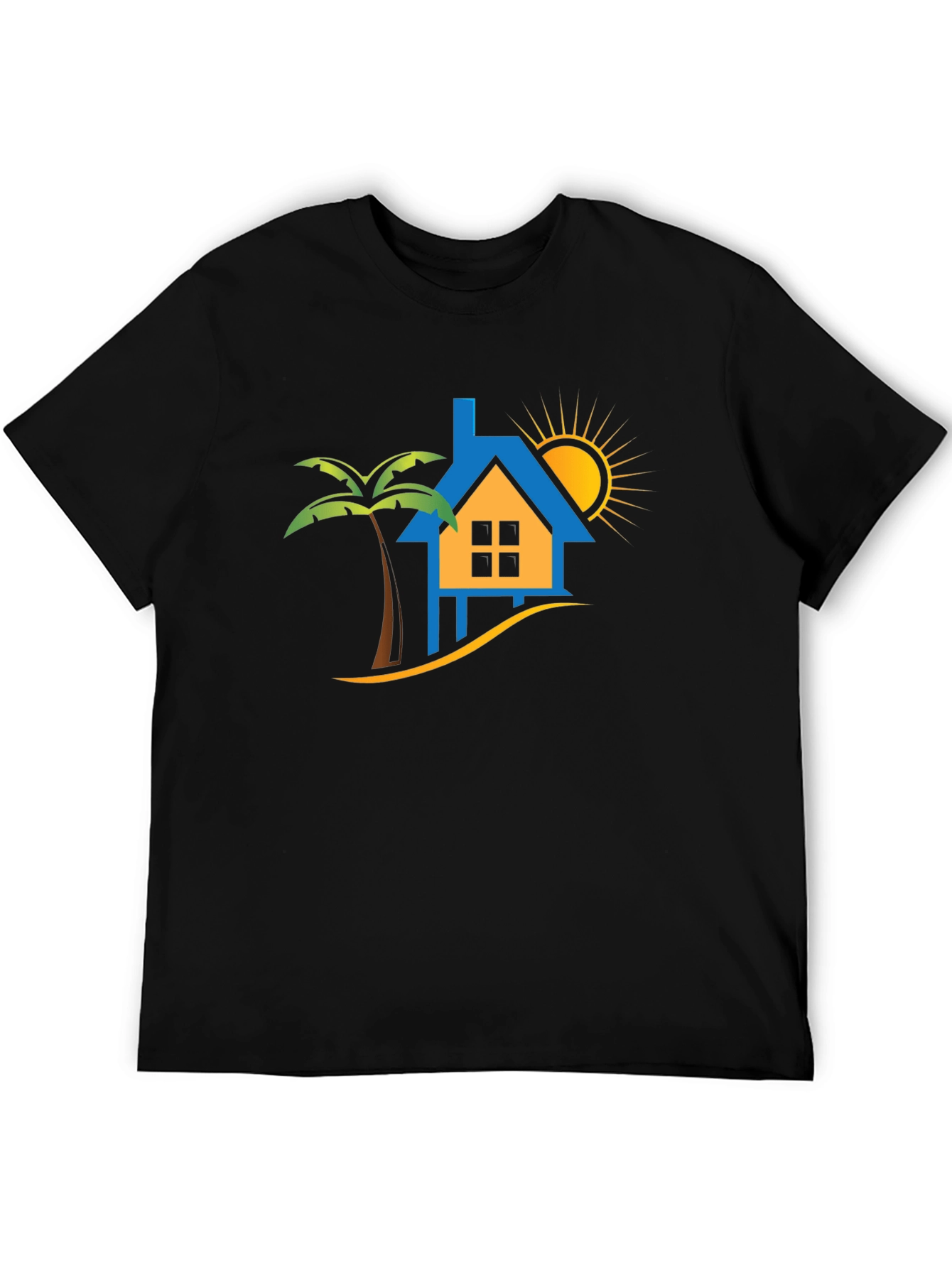 Black Tropical Beach House T-Shirt view 5