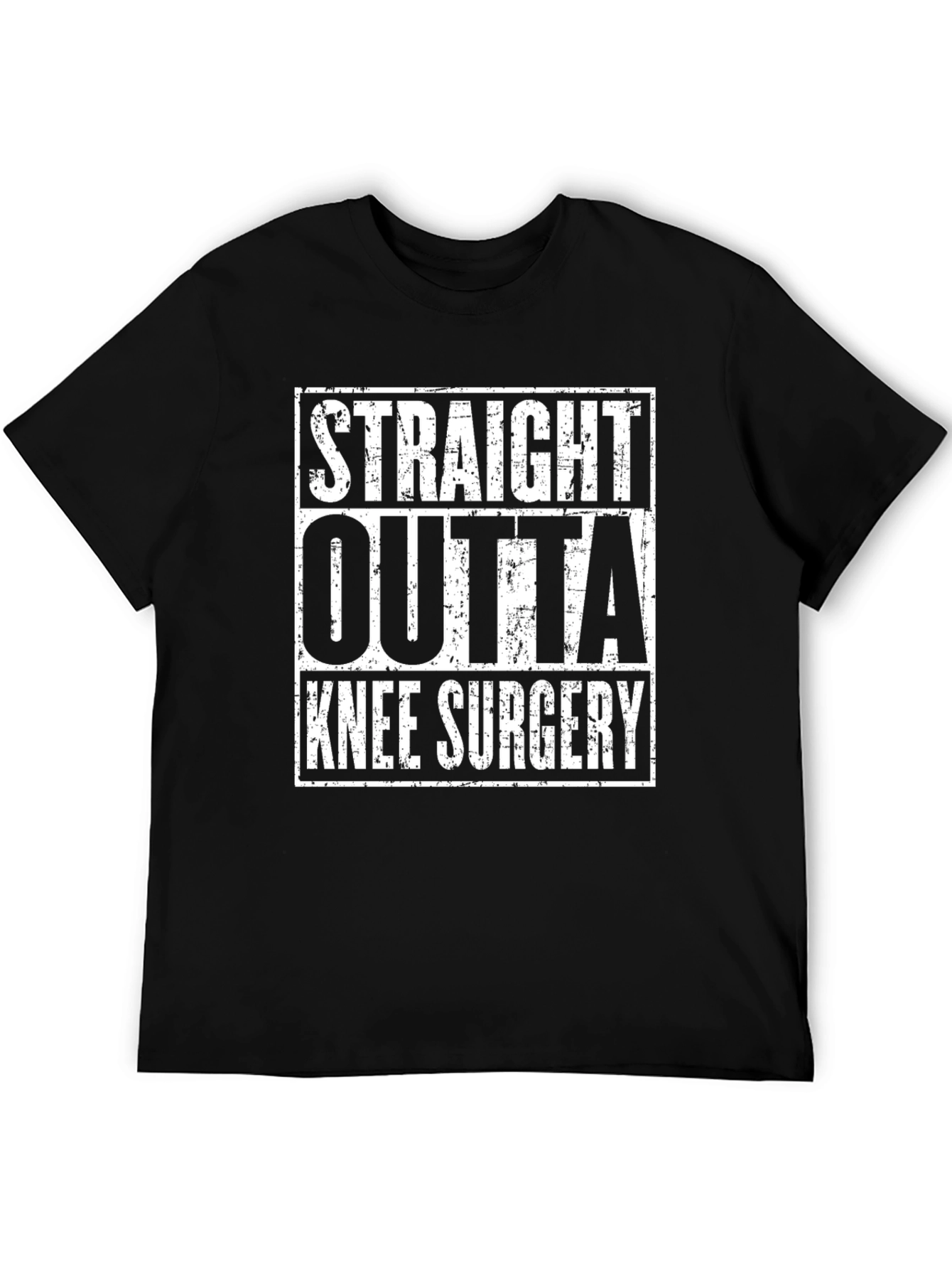 Black Straight Outta Knee Surgery Black T-Shirt view 5