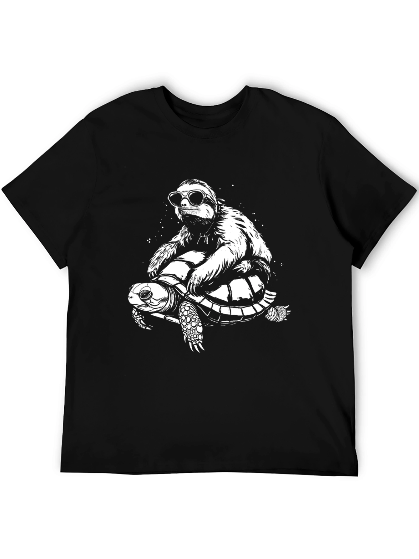 Black Sloth Riding Turtle Graphic Tee view 5
