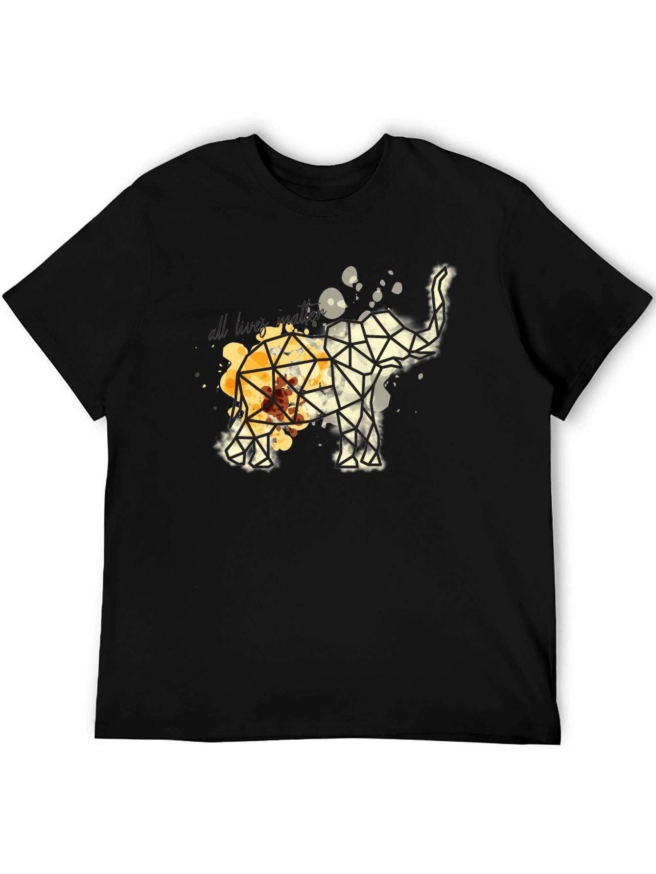 Black Geometric Elephant Graphic Tee - Modern Artistic Design view 5