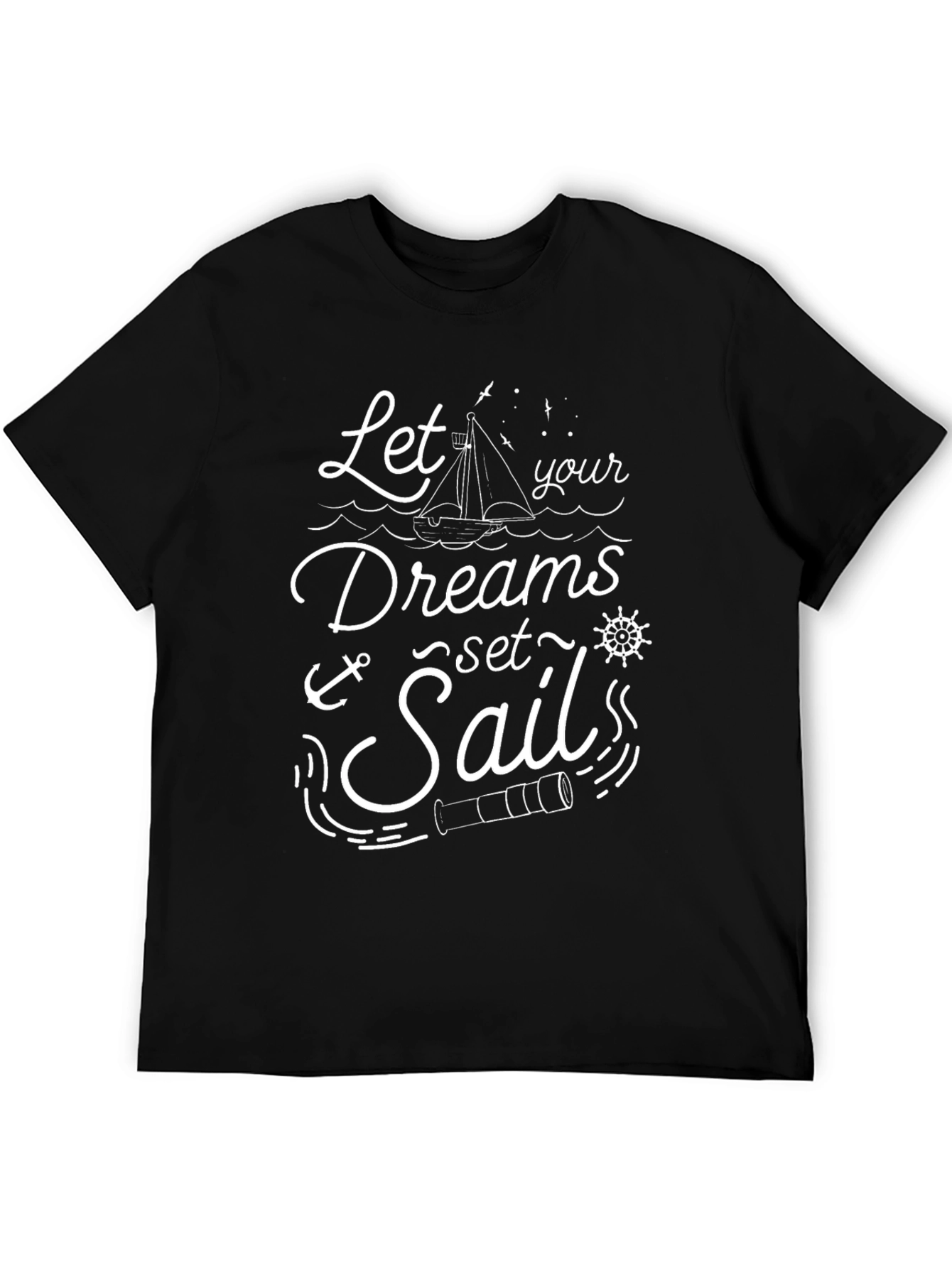 Black Nautical Dreams T-Shirt - Let Your Dreams Set Sail view 5