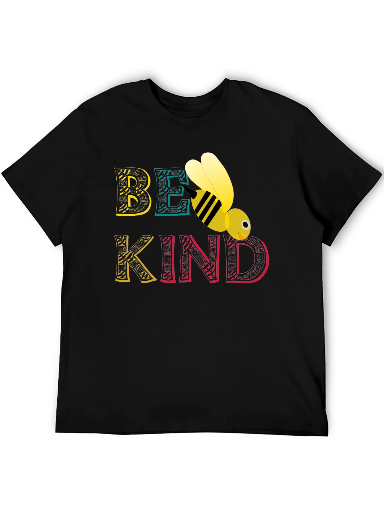 Black Be Kind Bee Graphic Tee - Black Unisex T-Shirt view 5