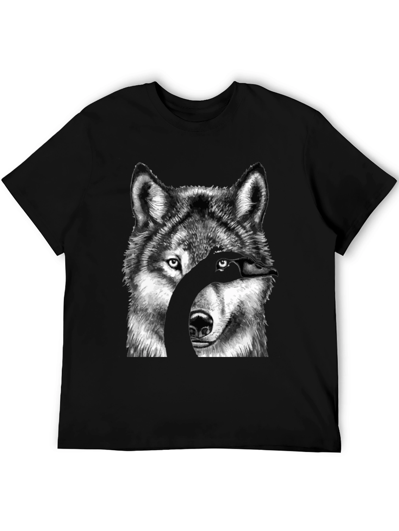 Black Wolf & Goose Graphic Print T-Shirt view 5