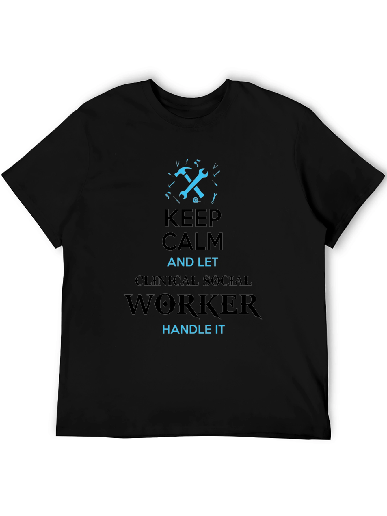 Black Keep Calm Clinical Social Worker T-Shirt view 5