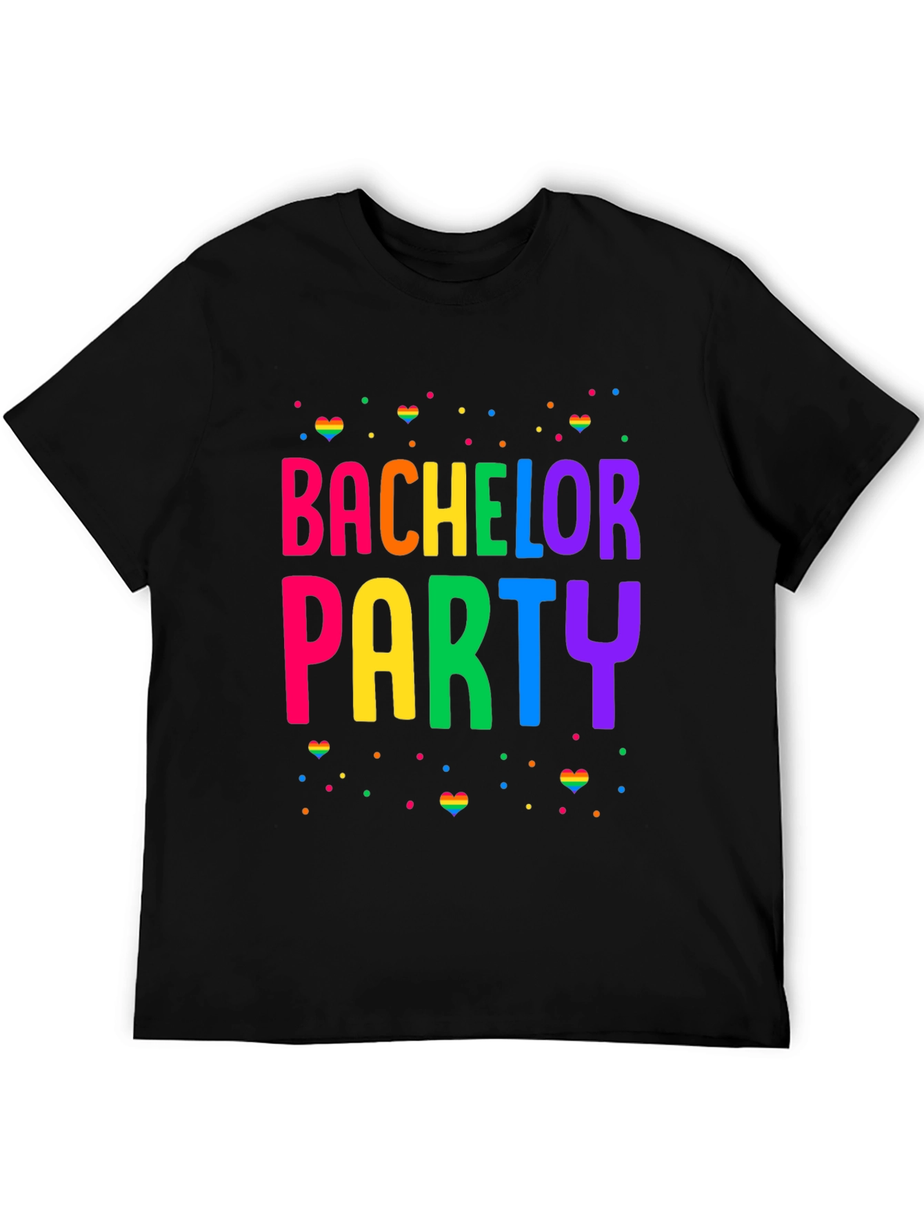 Black Bachelor Party Rainbow Pride T-Shirt view 5