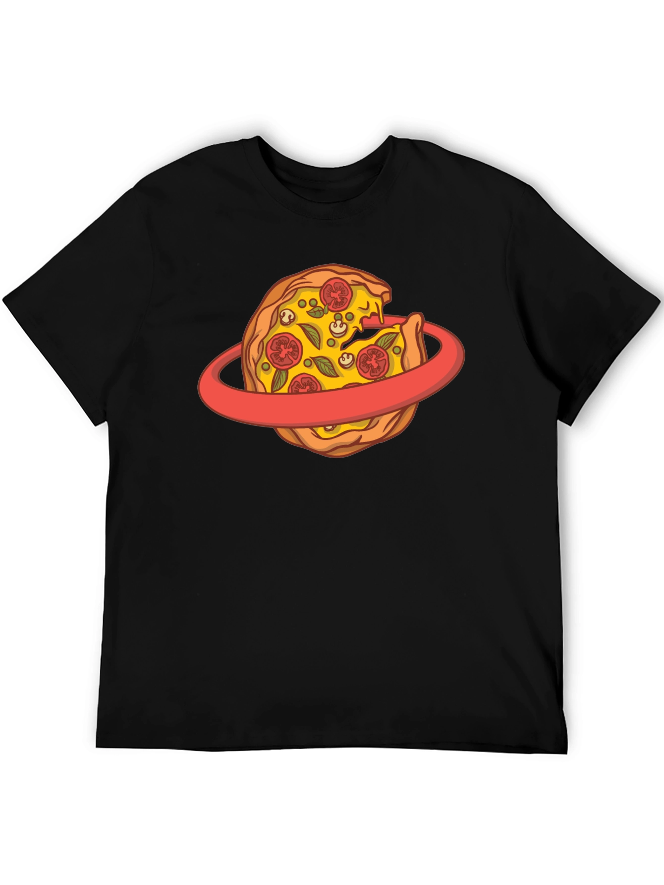 Black Pizza Planet T-Shirt - Black Cotton Graphic Tee view 5