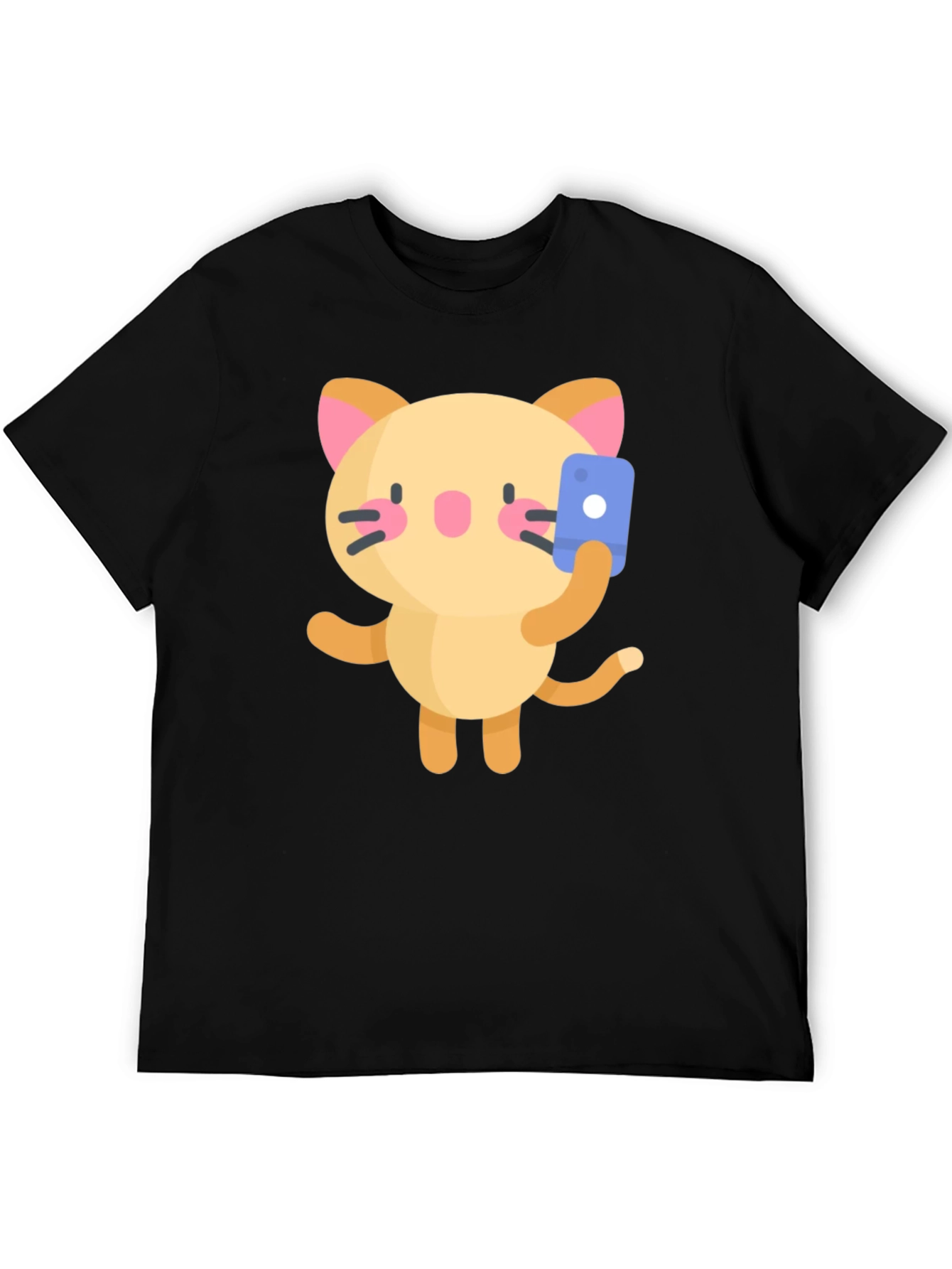 Black Selfie Cat Graphic Tee - Black Cotton Blend Shirt view 5