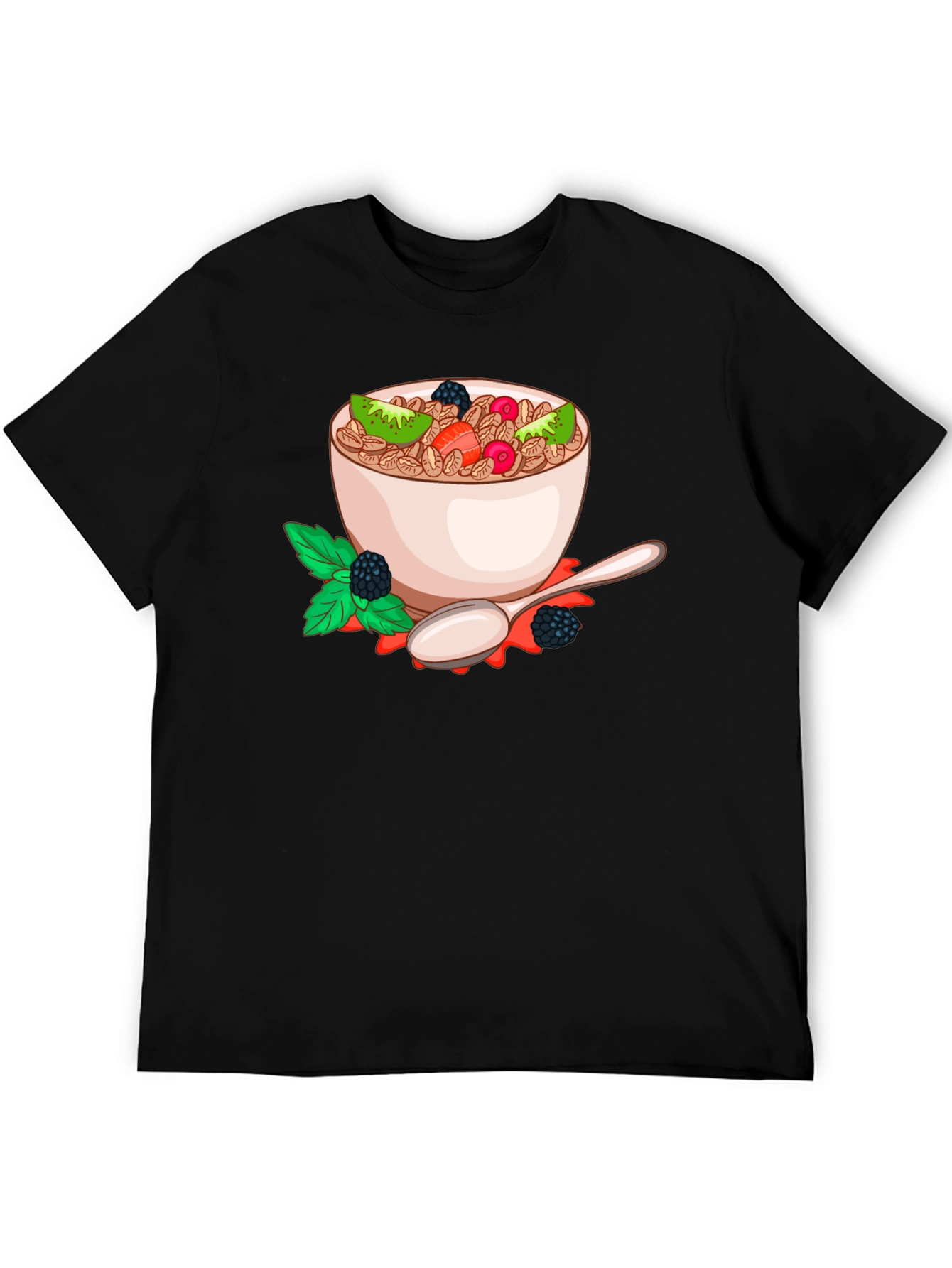 Black Cereal Bowl Graphic Tee - Black Cotton Blend T-Shirt view 5