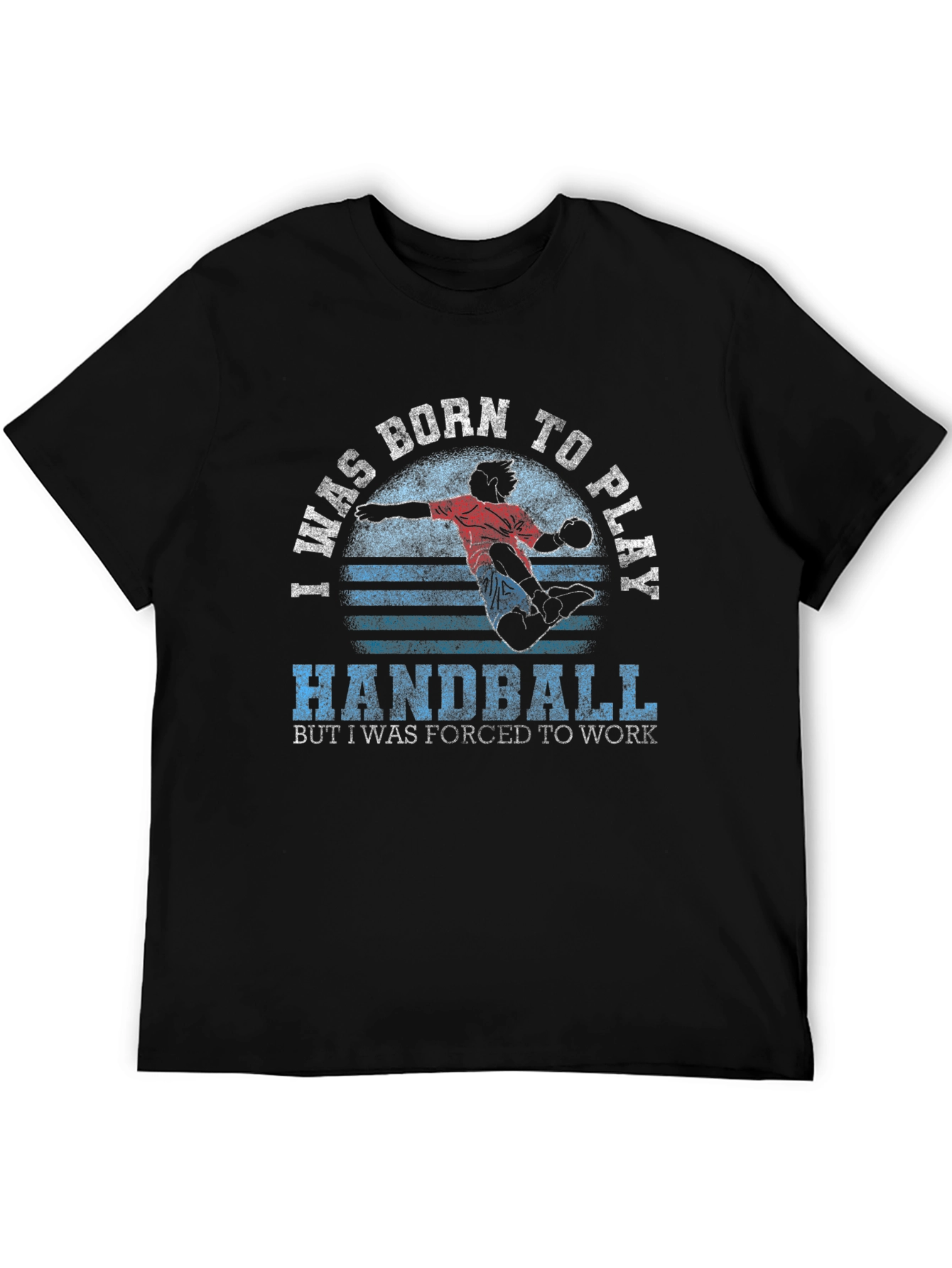 Black Born to Play Handball T-Shirt view 5
