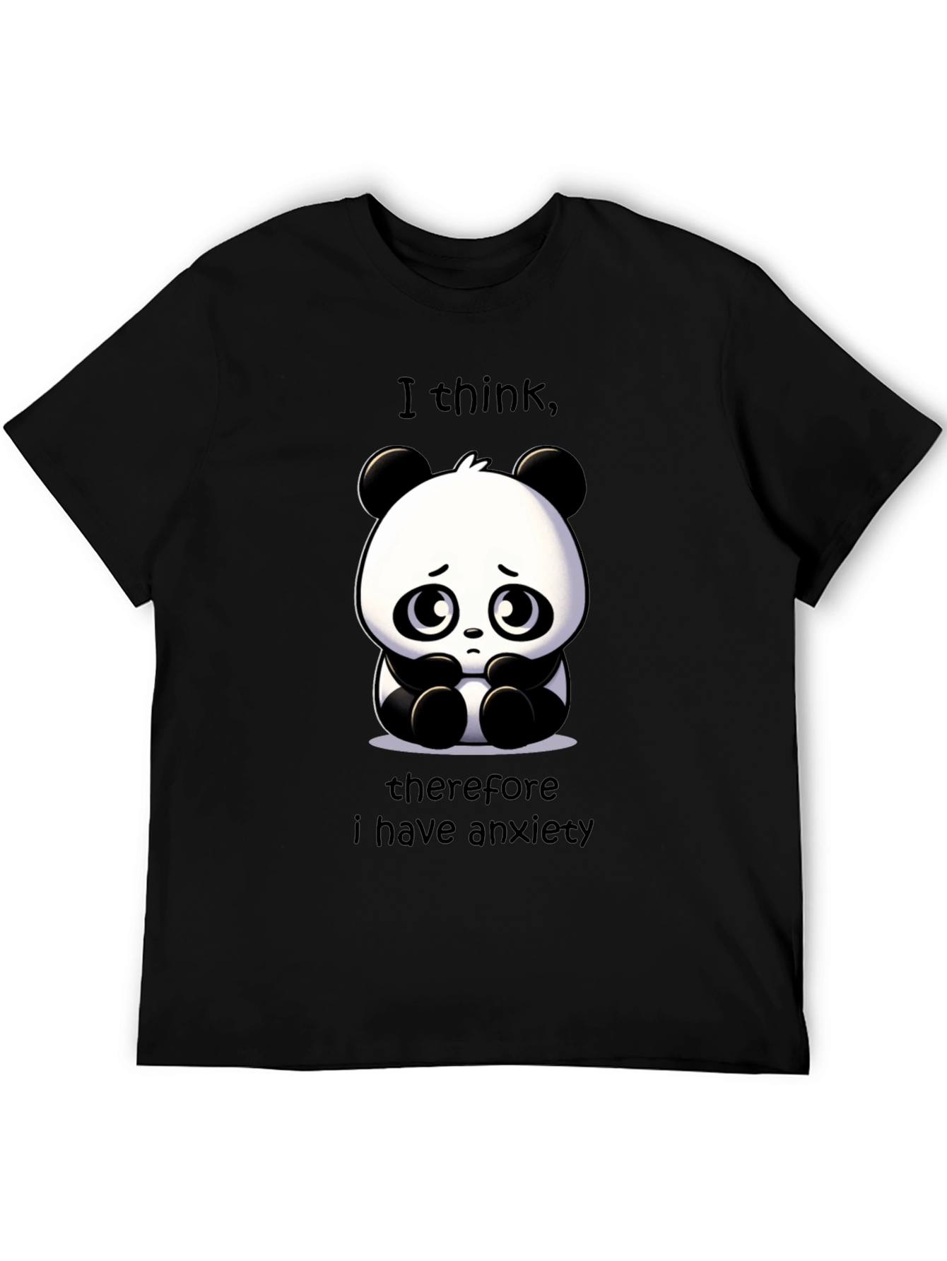 Black Anxiety Panda Graphic T-Shirt - Funny & Relatable! view 5
