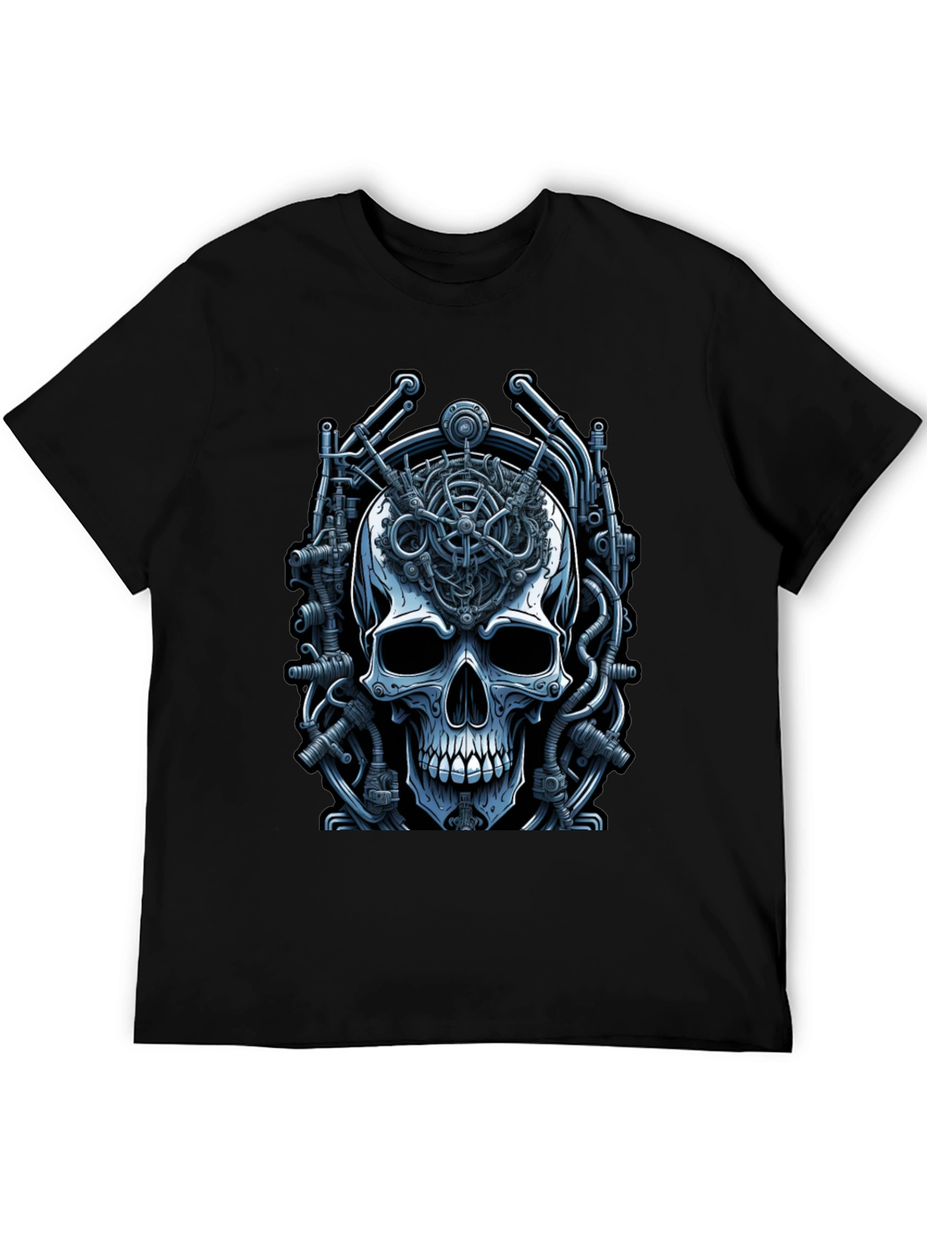 Black Steampunk Skull T-Shirt - Mechanical Mind view 5