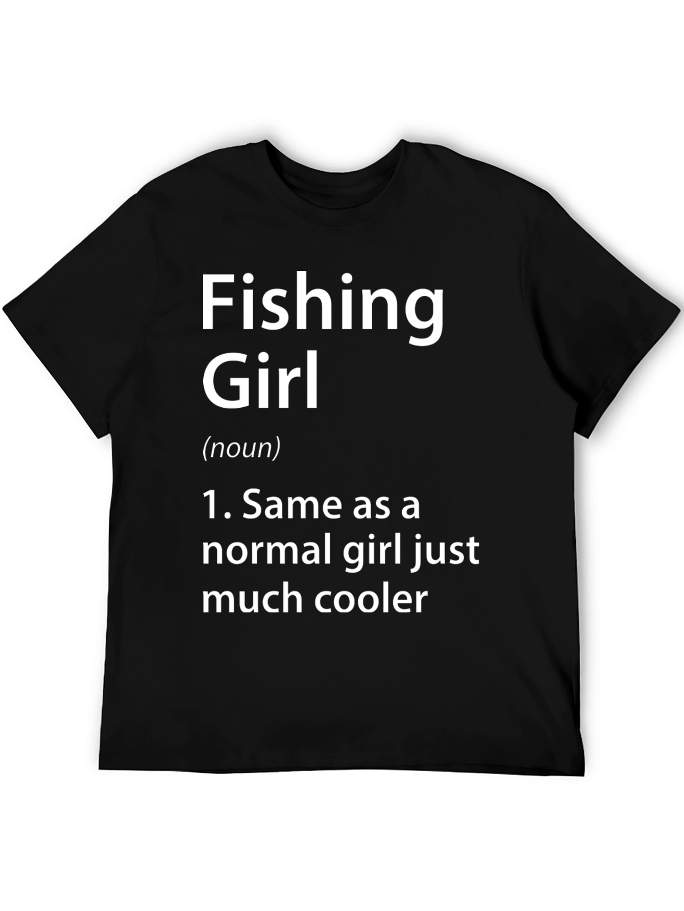 Black Fishing Girl T-Shirt - Cool Definition Tee view 5