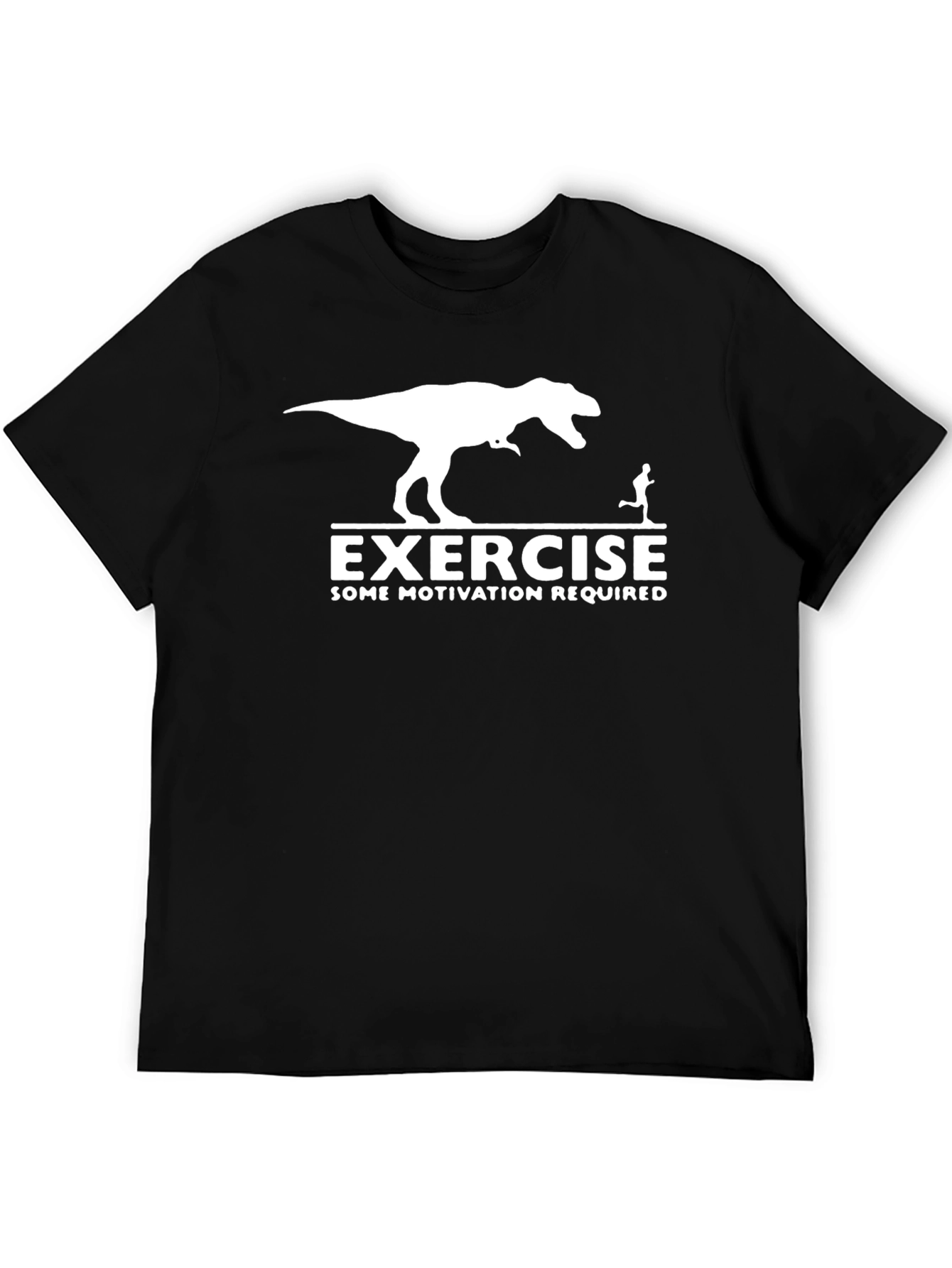 Black Exercise Dinosaur Motivation T-Shirt view 5