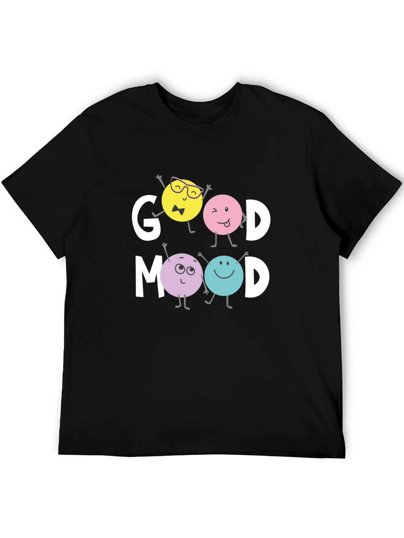 Black Good Mood Graphic Tee - Trendy Casual Wear view 5