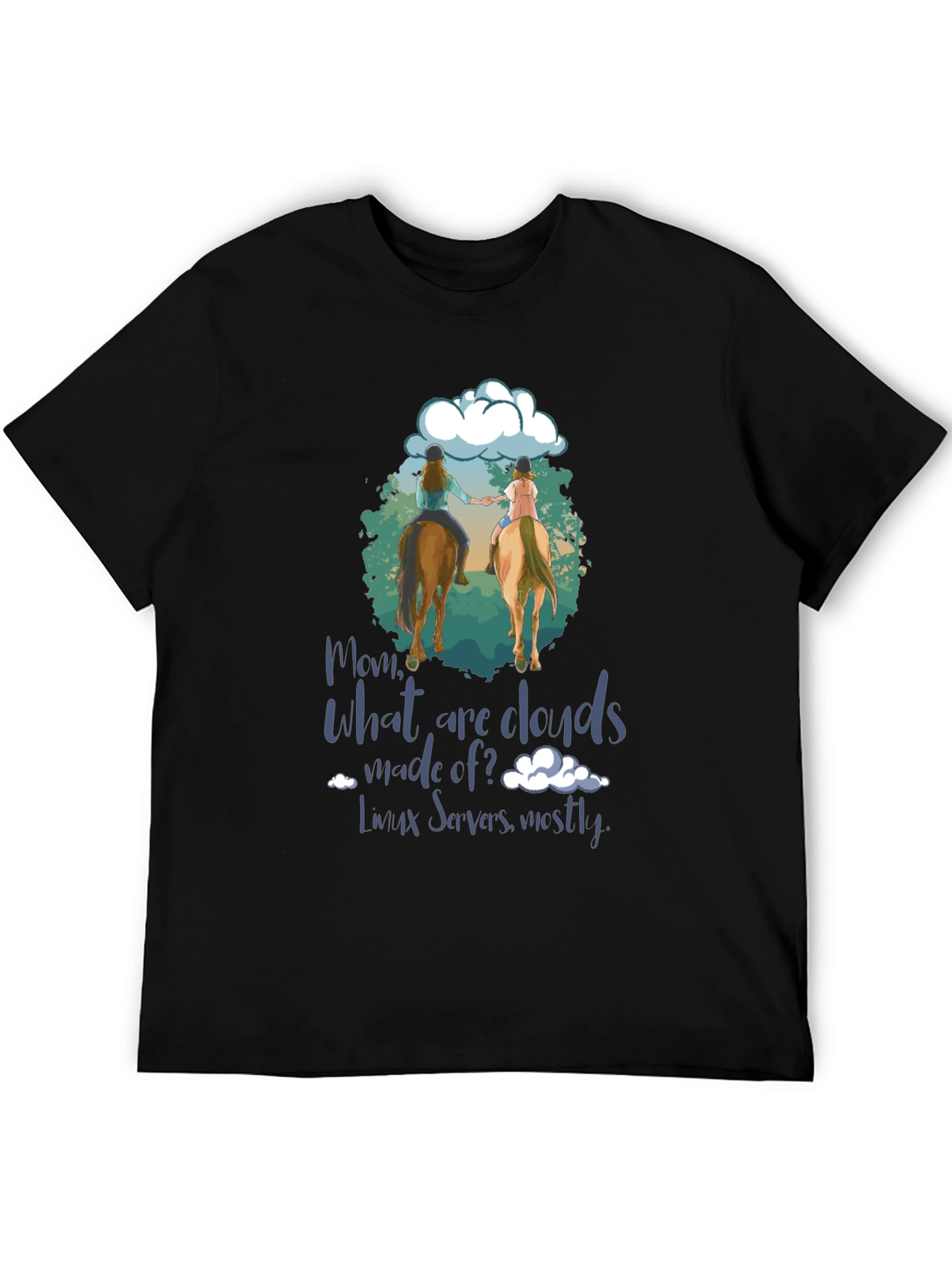 Black Equestrian 'What are Clouds Made Of?' T-Shirt view 5