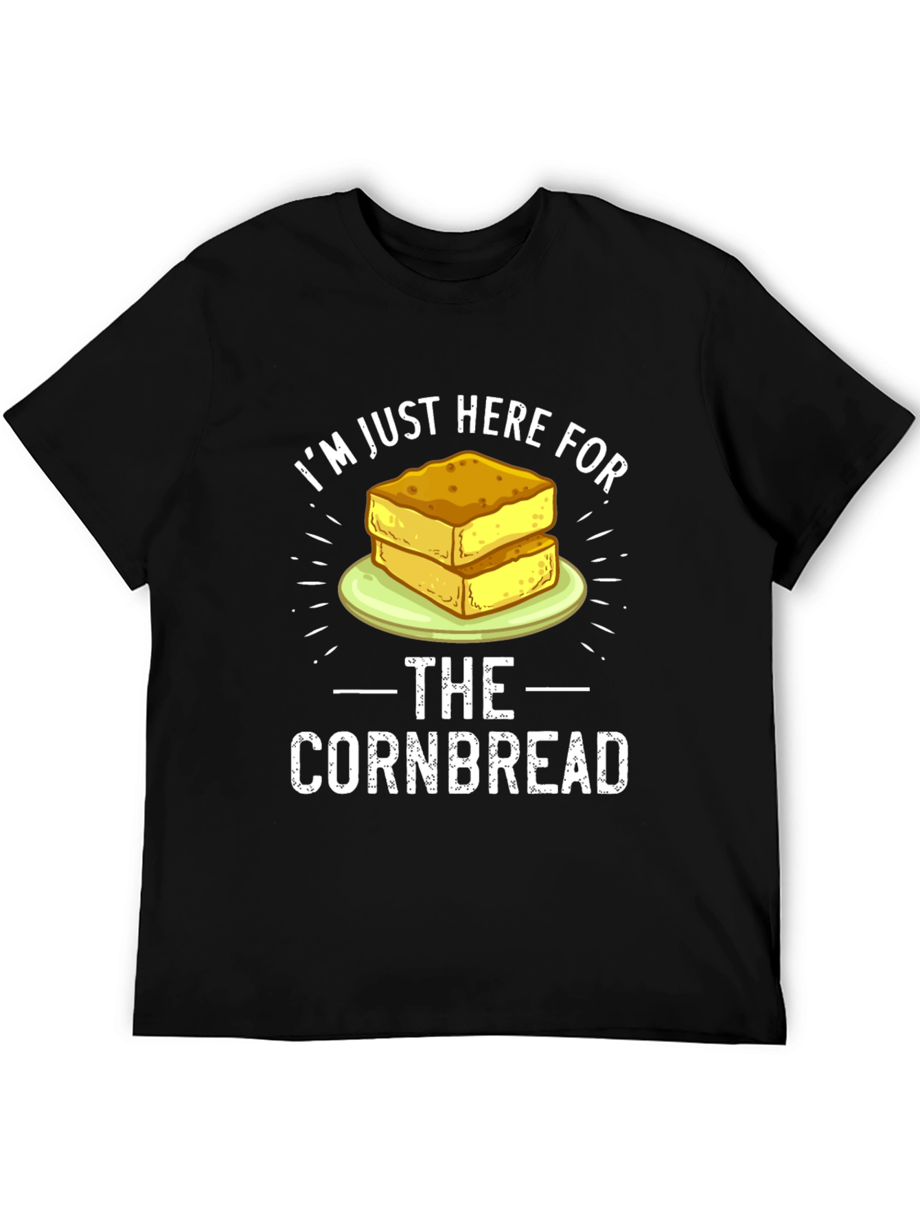 Black I'm Just Here For The Cornbread Funny Foodie T-Shirt view 5