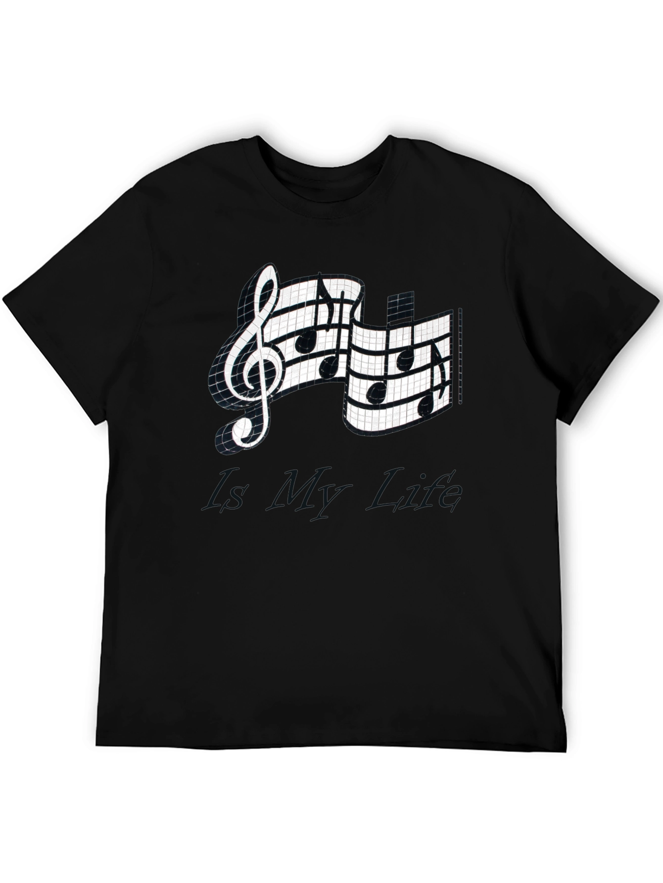 Black Musical Note Graphic Tee - Stylish Black T-Shirt view 5