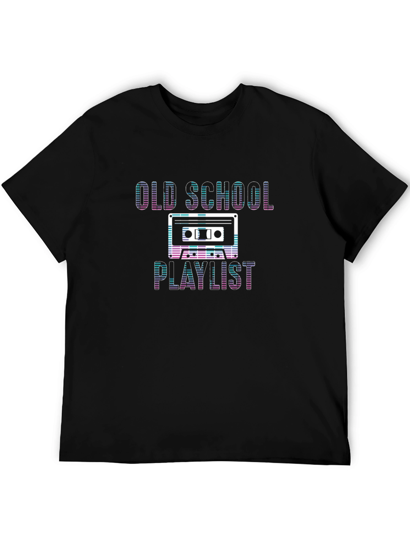 Black Retro Old School Playlist Graphic T-Shirt view 5