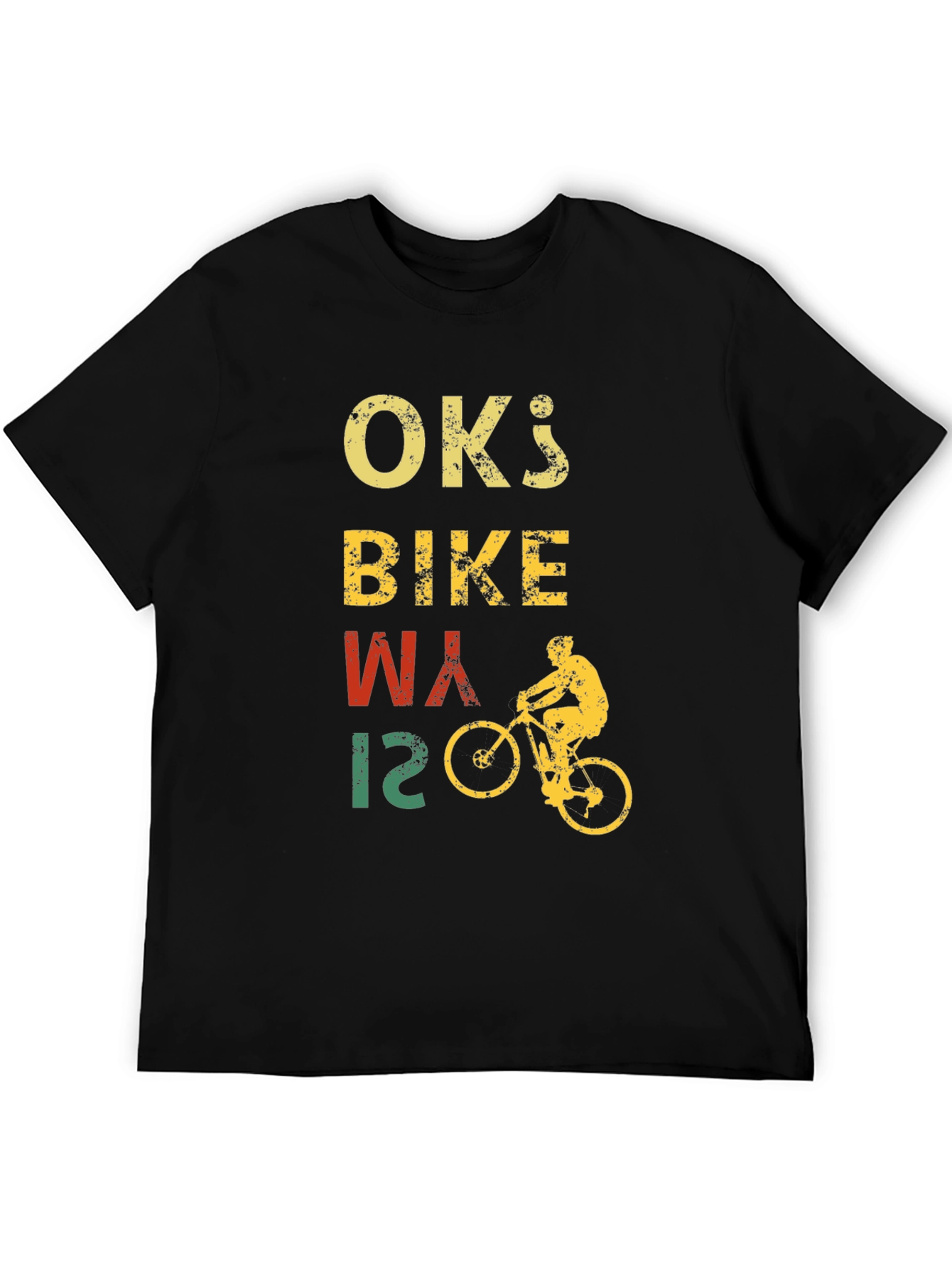 Black Vintage OK's Bike Way T-Shirt - Cyclist Design view 5