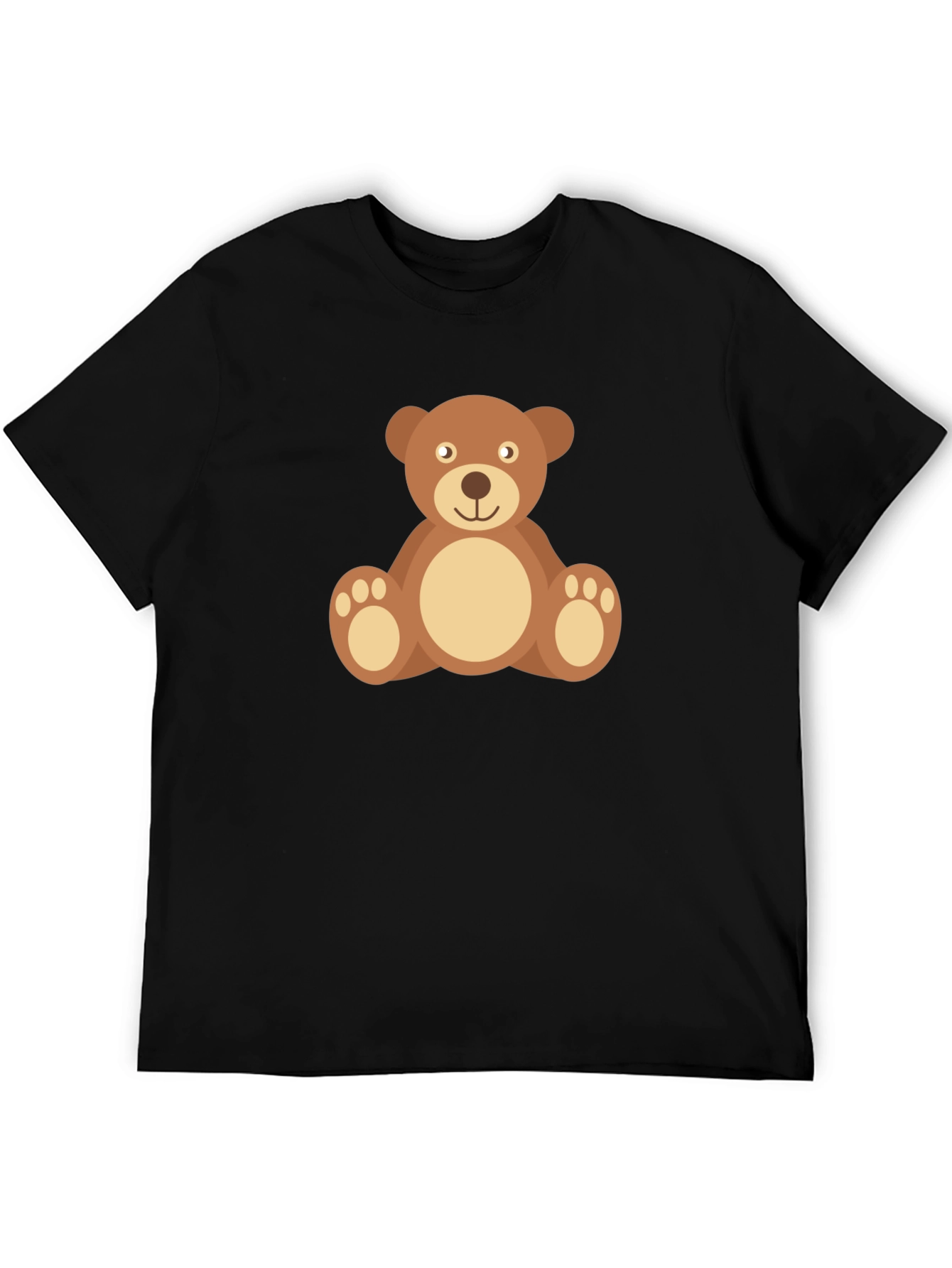 Black Cute Teddy Bear Graphic Tee - Black Cotton Shirt view 5