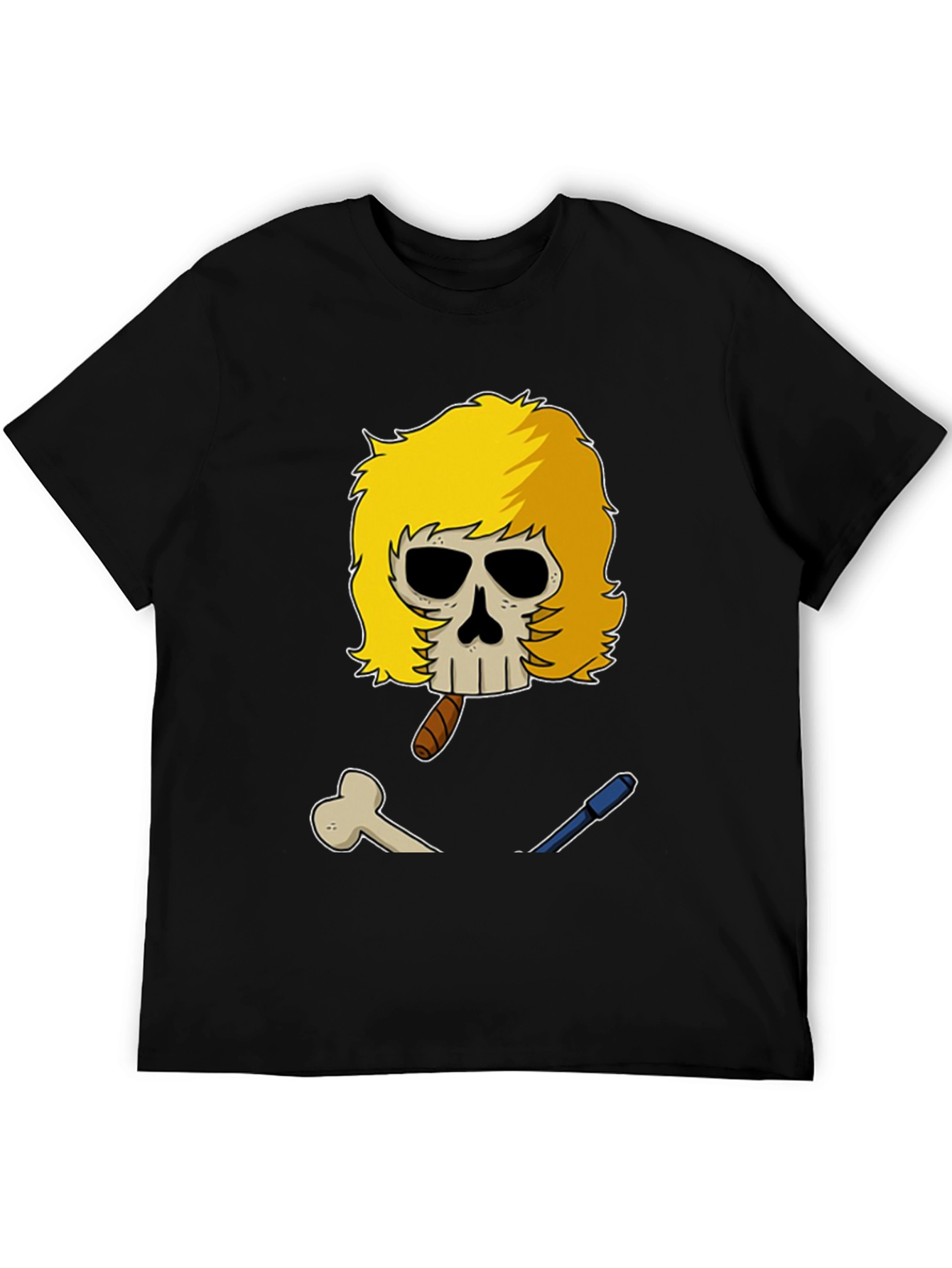 Black Skull with Blonde Wig T-Shirt view 5