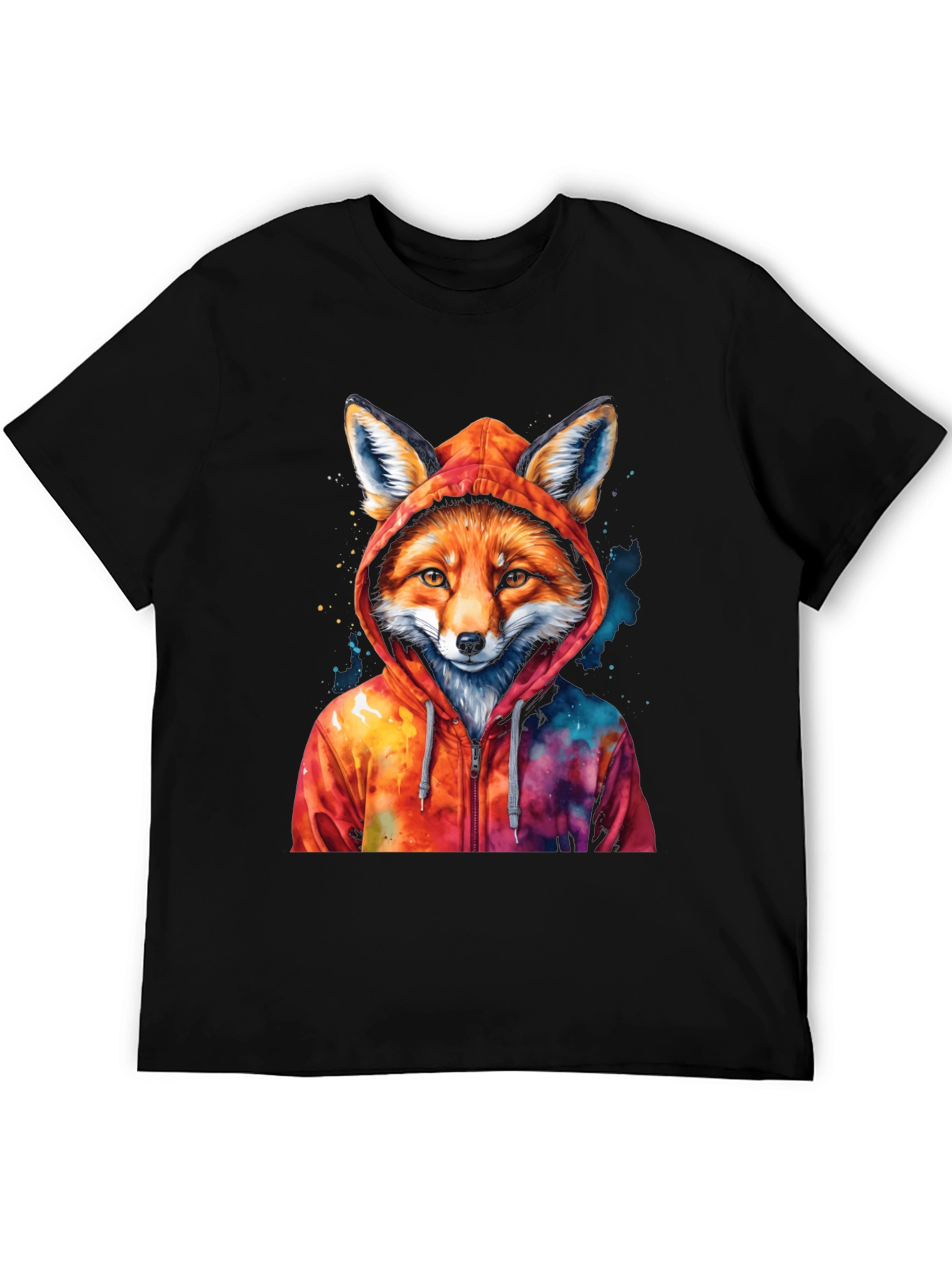 Fox in Hoodie Graphic T-Shirt - Cool Animal Tee - 5