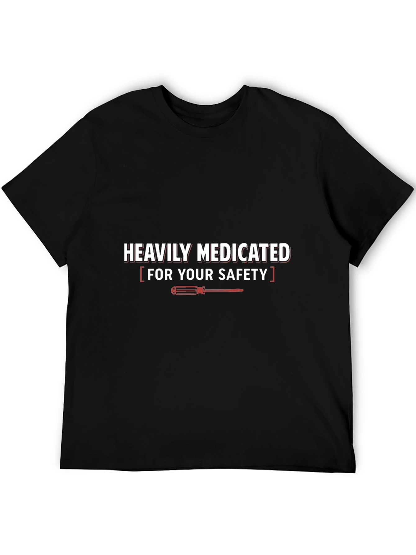 Black Heavily Medicated Safety T-Shirt - Funny Graphic Tee view 5