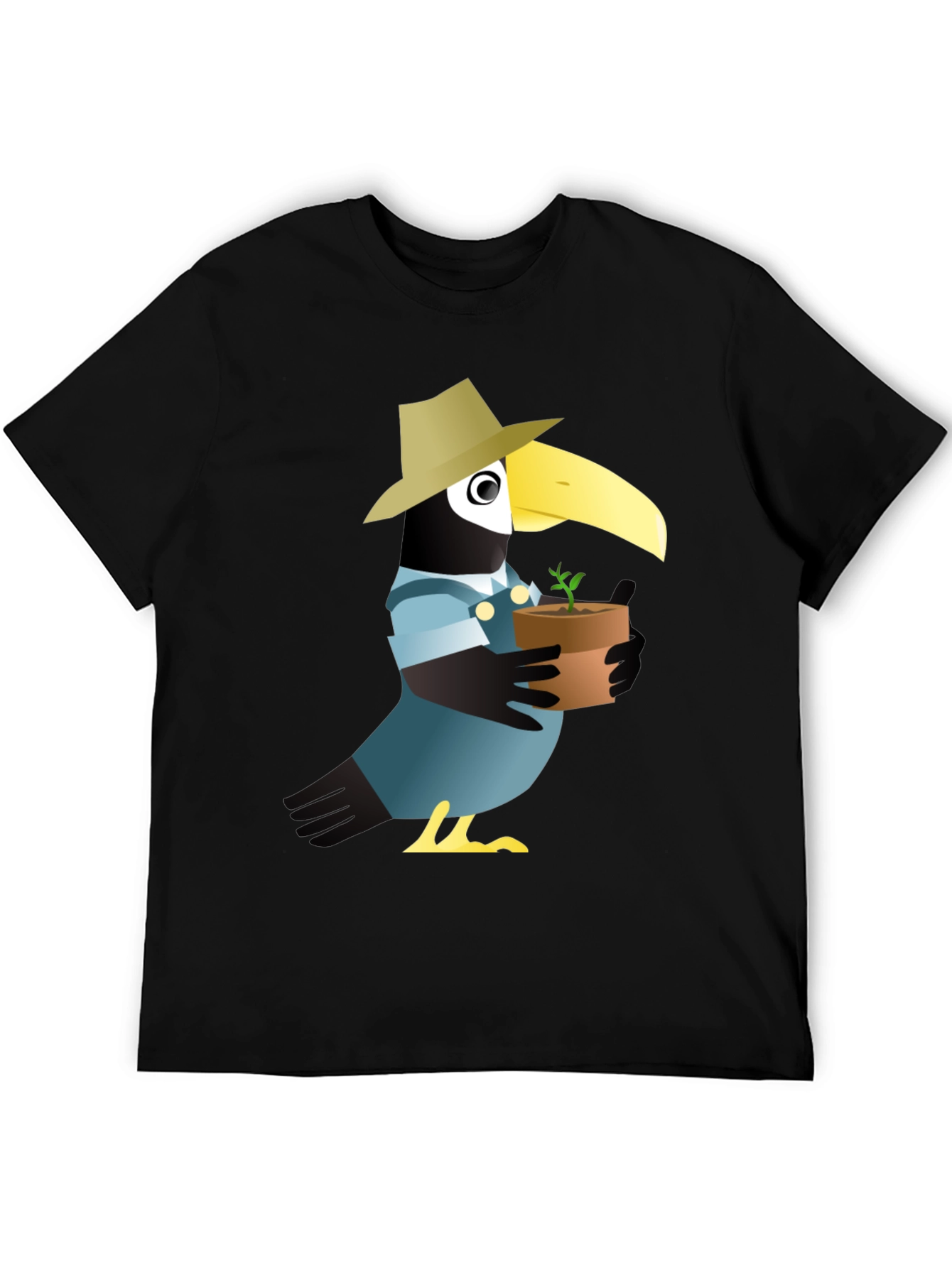 Black Quirky Crow Gardener Graphic Tee - Black Cotton view 5