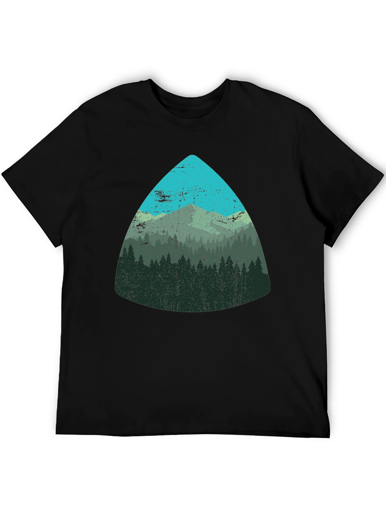 Black Mountain Scene Graphic Tee - Soft Black T-Shirt view 5