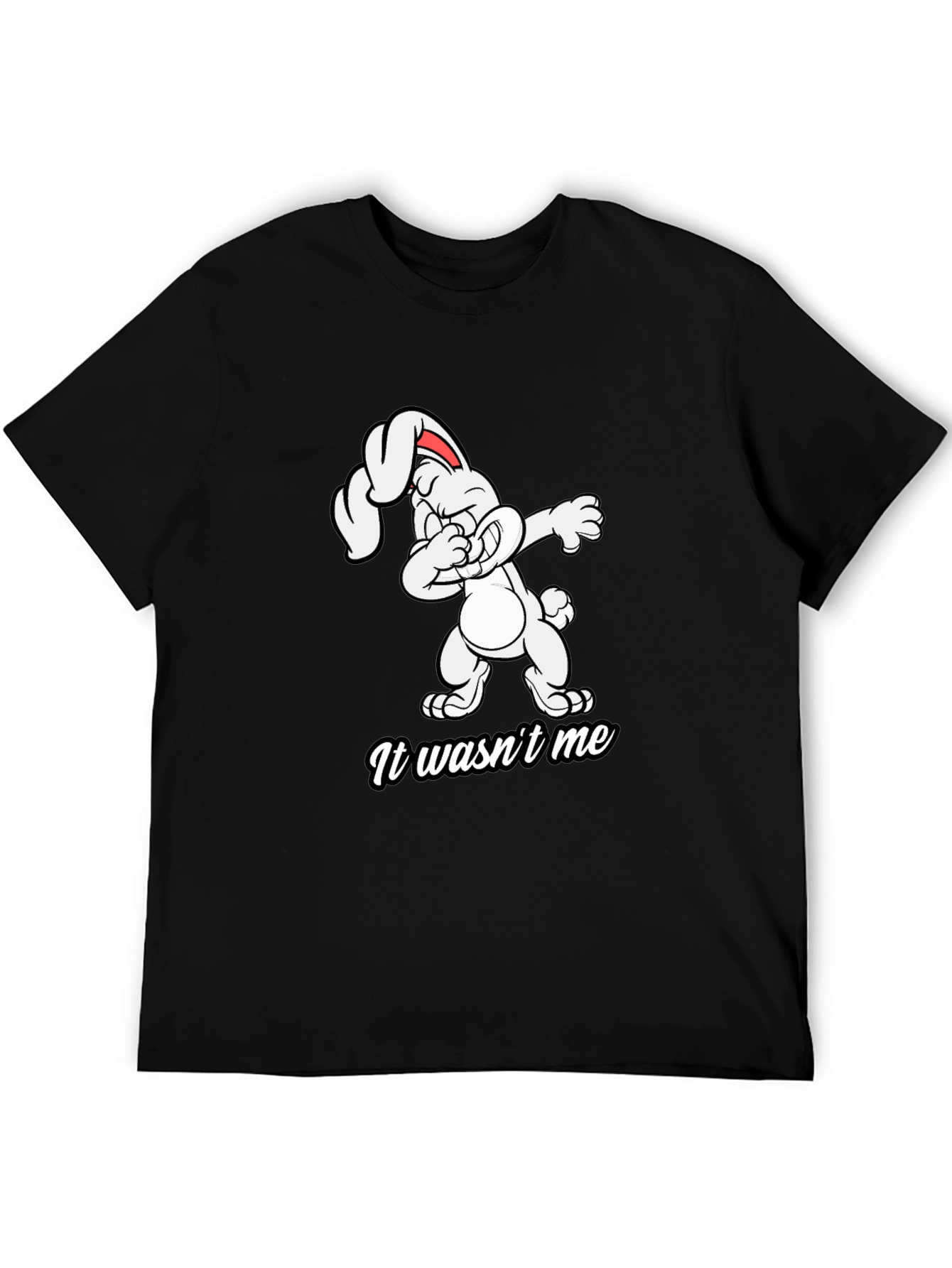 Black Dabbing Bunny T-Shirt - "It Wasn't Me" Design view 5