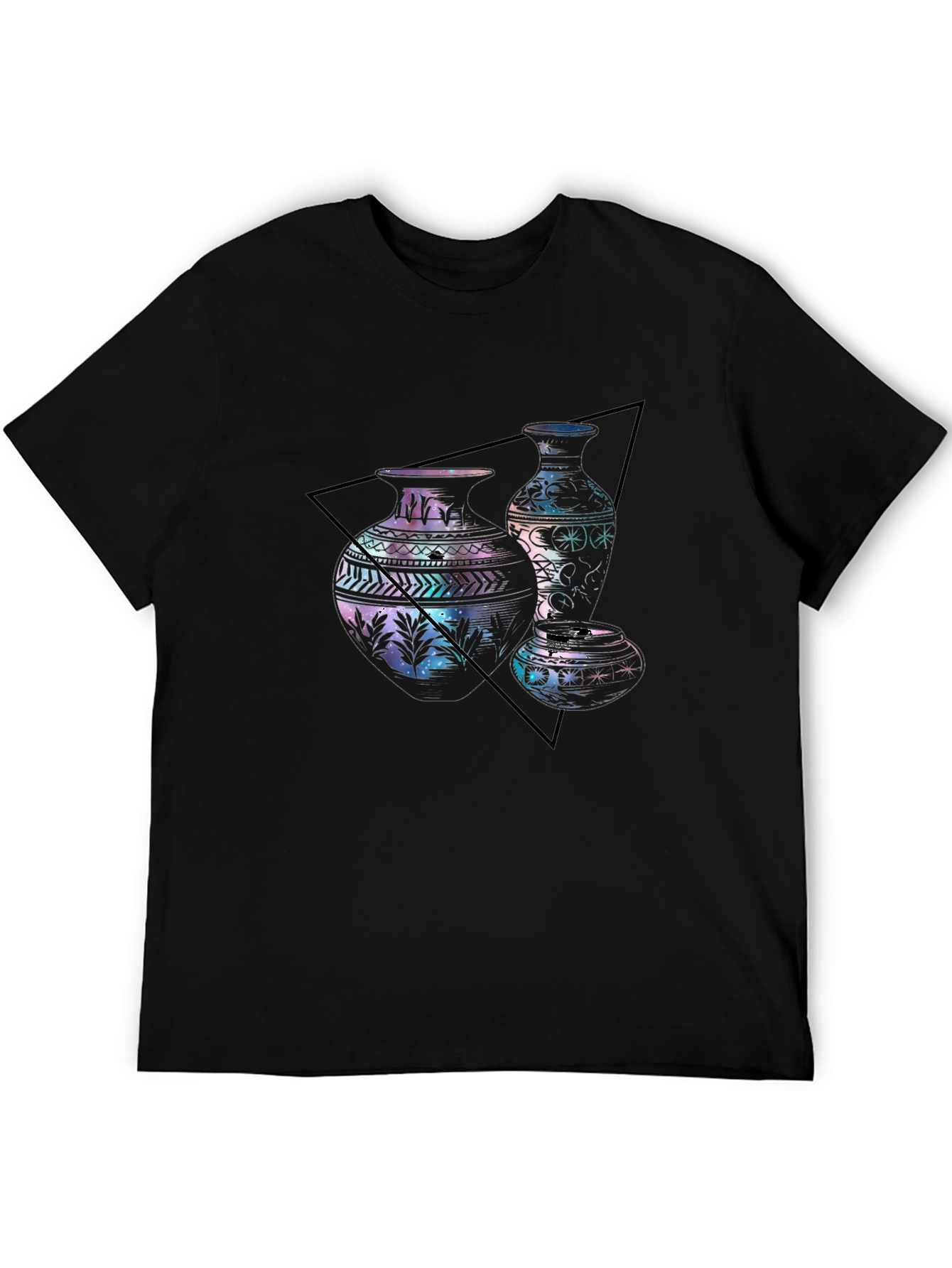 Black Abstract Vases T-Shirt - Artistic Graphic Tee for Men view 5