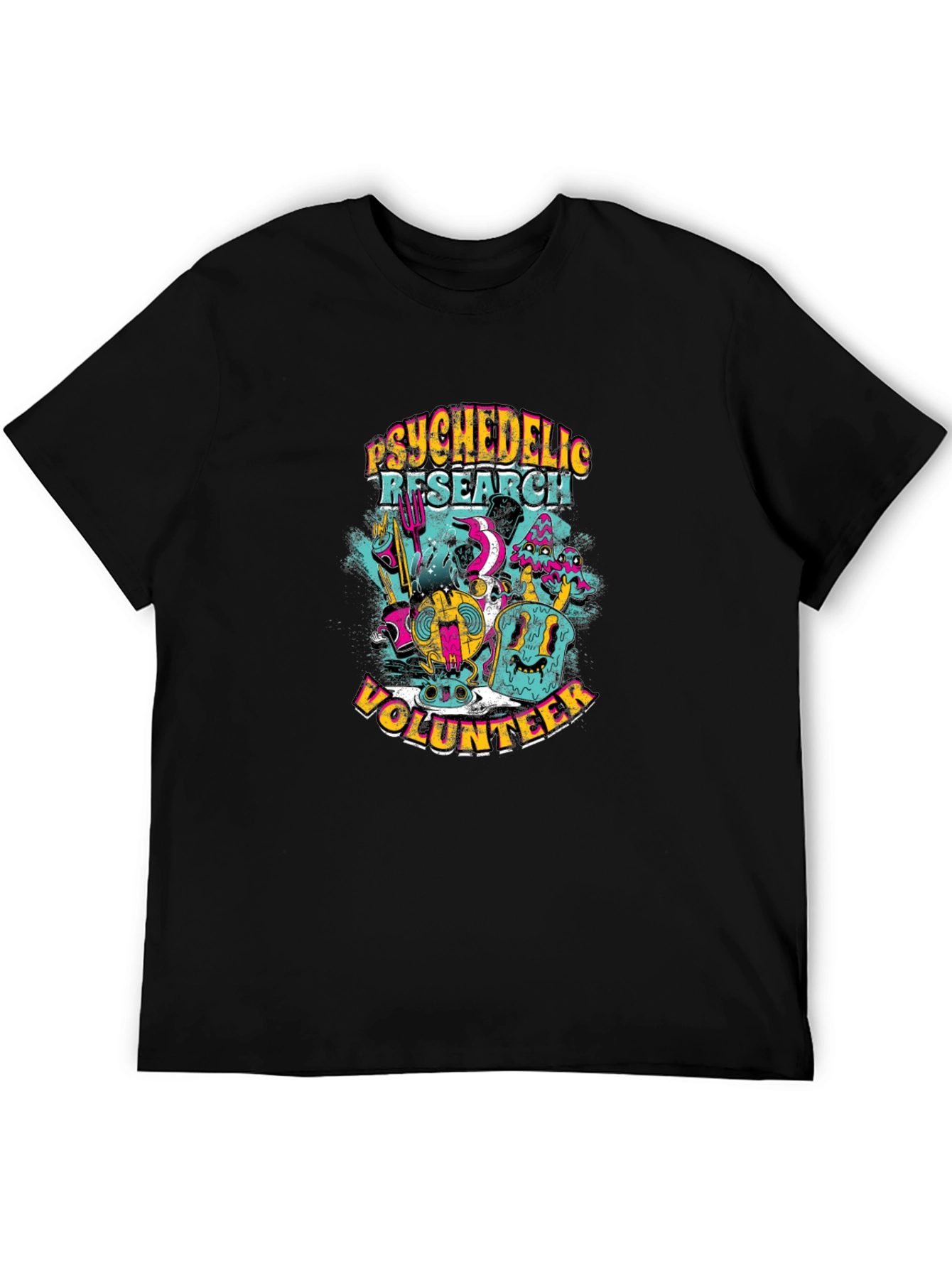 Black Psychedelic Research Volunteer Graphic T-Shirt view 5