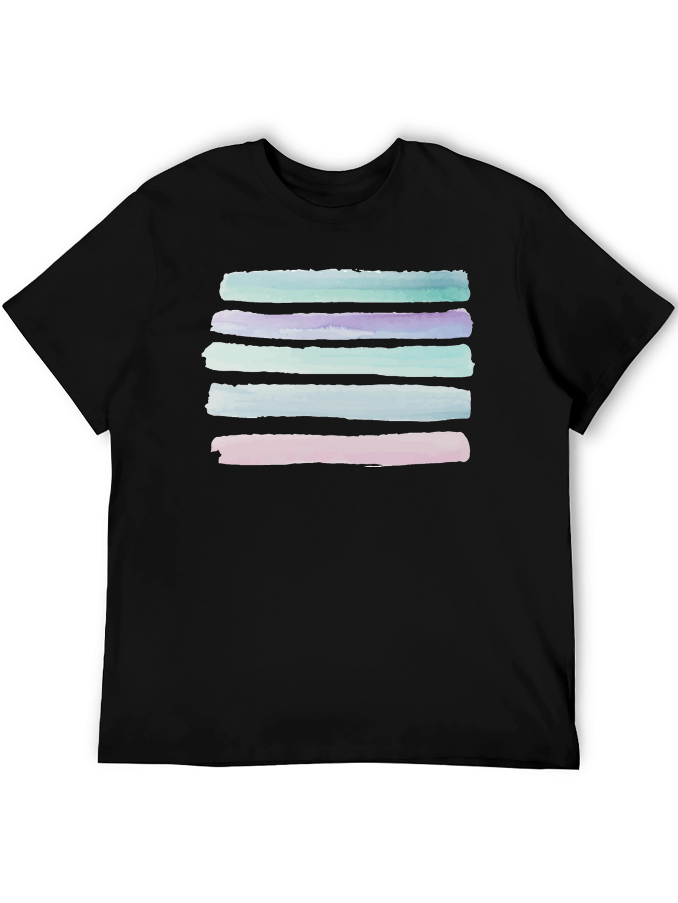 Black Abstract Stripe Watercolor T-Shirt view 5