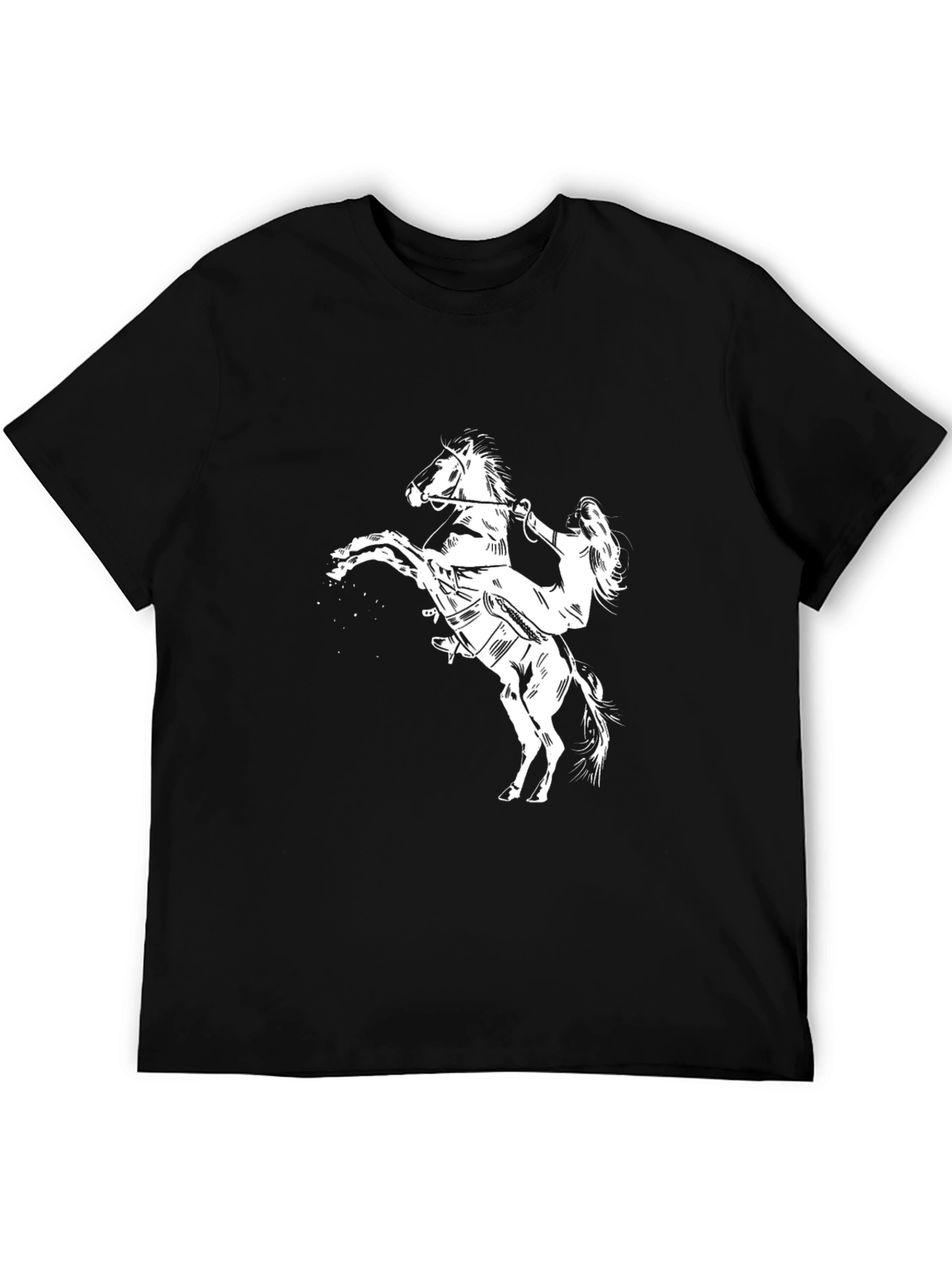 Black Horse Rider Graphic Tee - Black Cotton Blend view 5