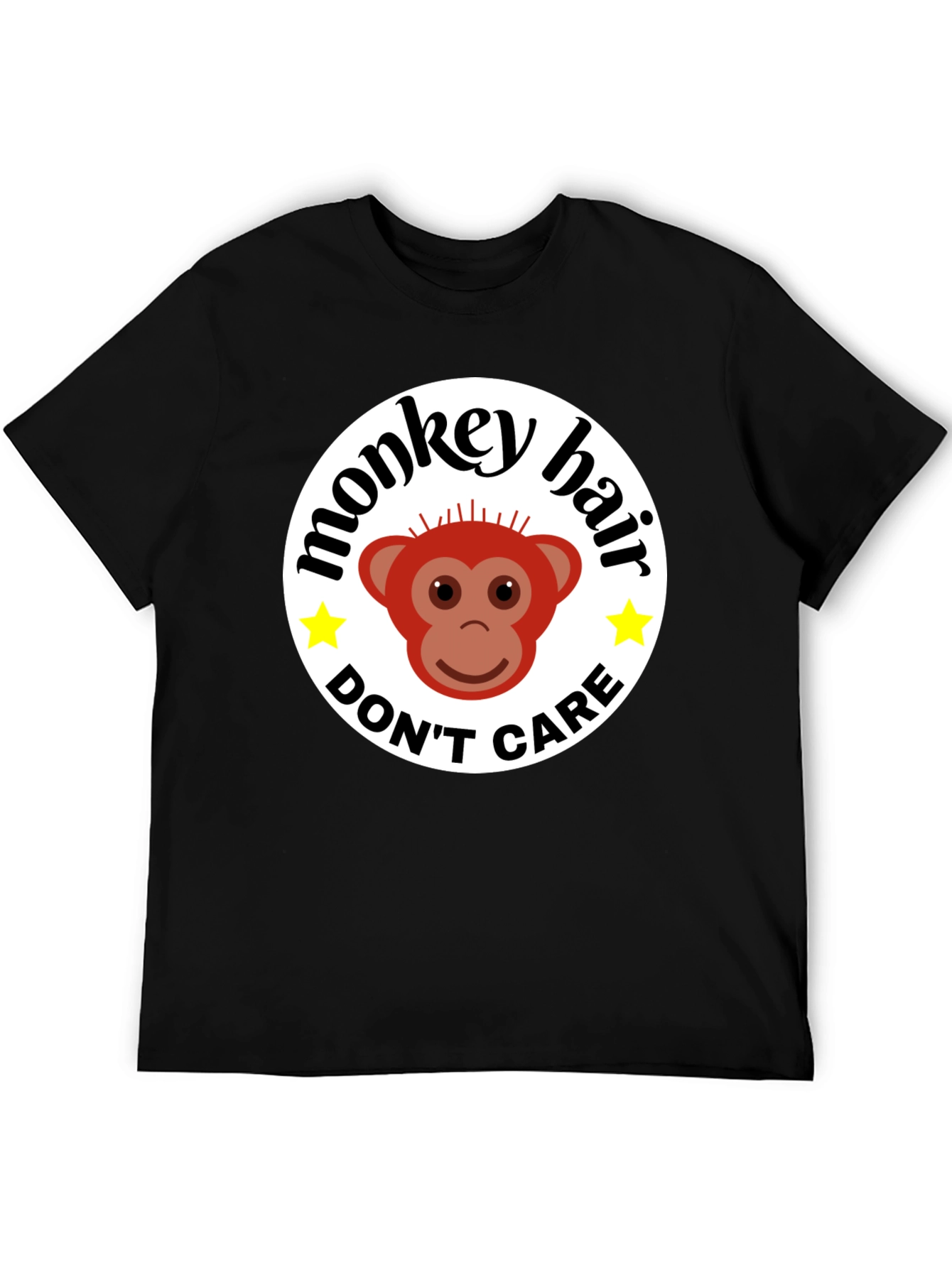 Black Monkey Hair, Don't Care! Black Graphic Tee view 5