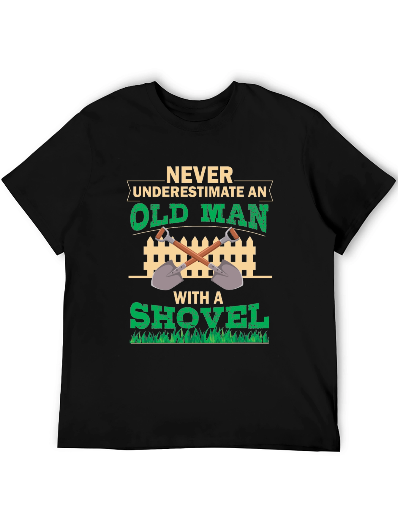 Black Old Man with Shovel Graphic Tee view 5
