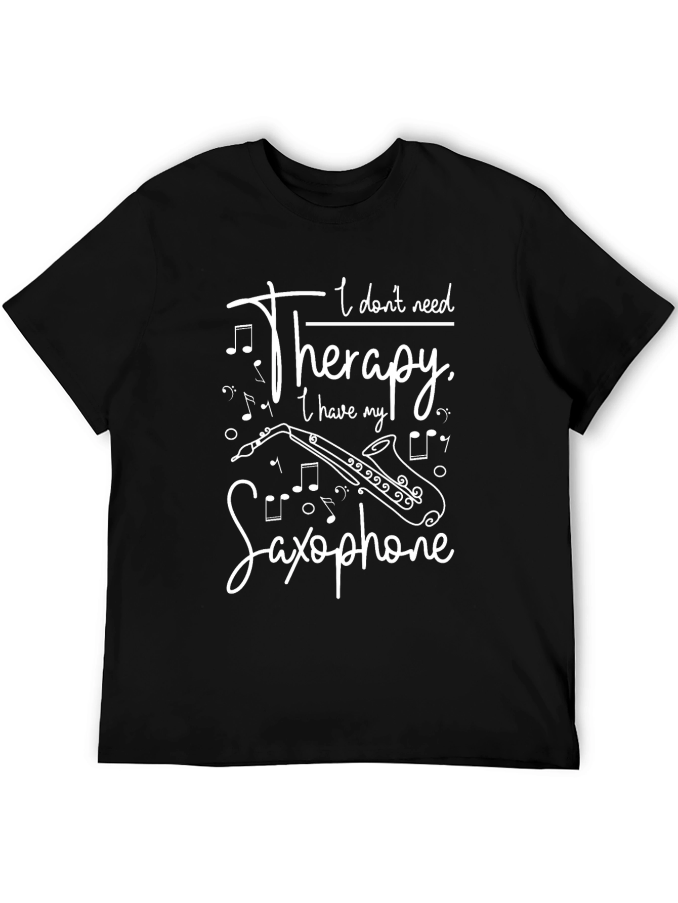 Black Saxophone Therapy Black T-Shirt view 5