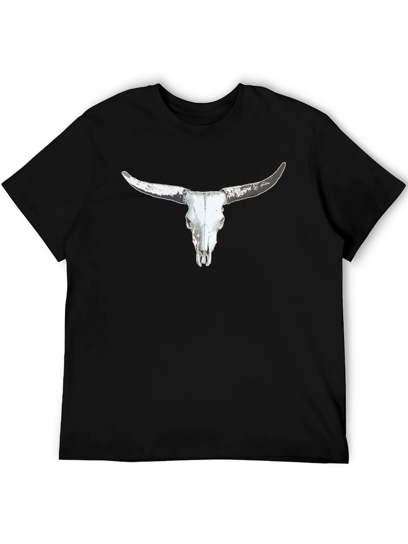 Black Longhorn Skull Graphic Black T-Shirt view 5